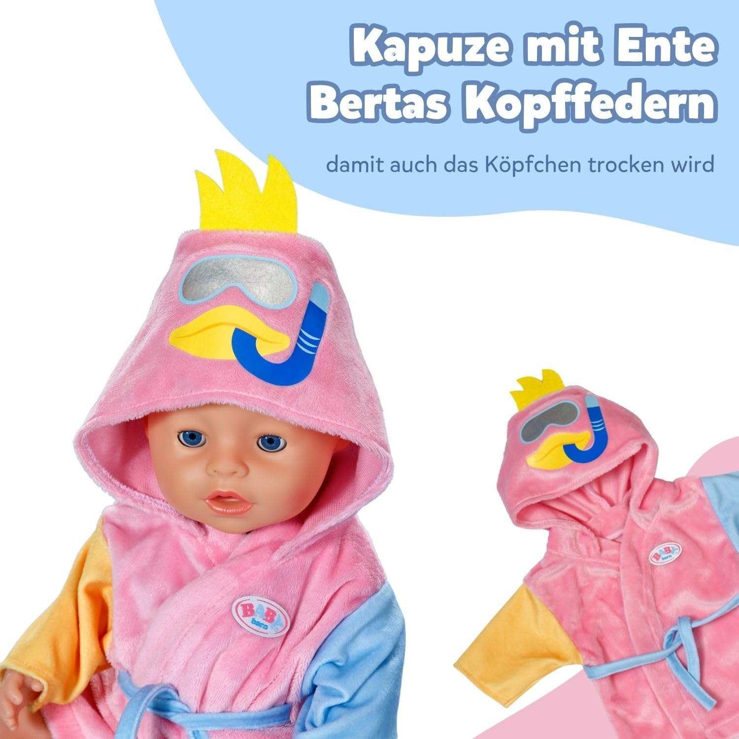 BABY Born Bathrobe with 2 Different Coloured Sleeves, Pink Robe for 43Cm Dolls, 838167 Zapf Creation image number 5