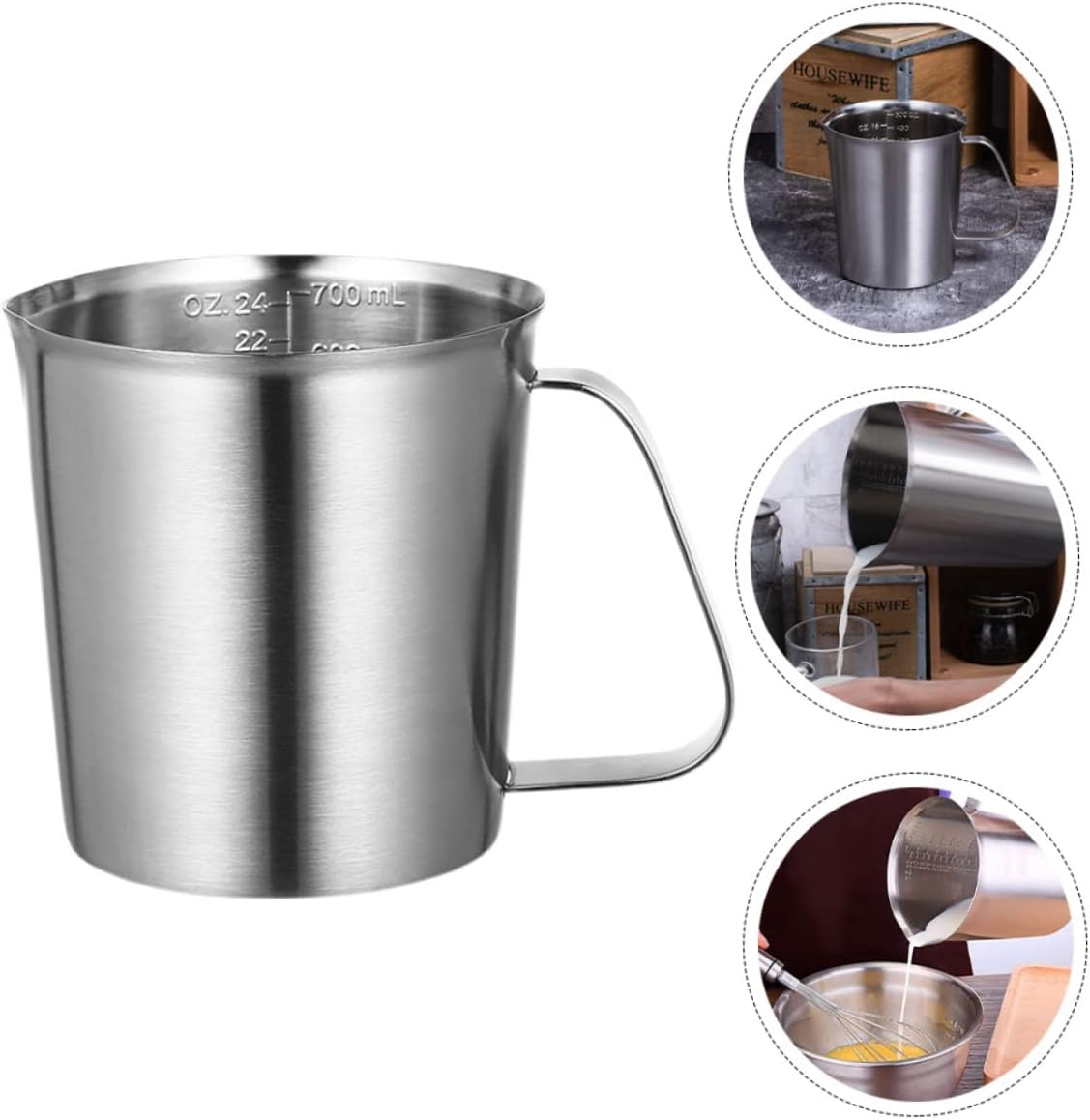 Zerodeko 1Pc Graduated Measuring Cup Dry Measuring Espresso Milk Frothing Cup Frothing Serving Pitcher Milk Frothing Pitcher Stainless Tea Kettle Teapot Stainless Steel Coffee Kitchen Scale