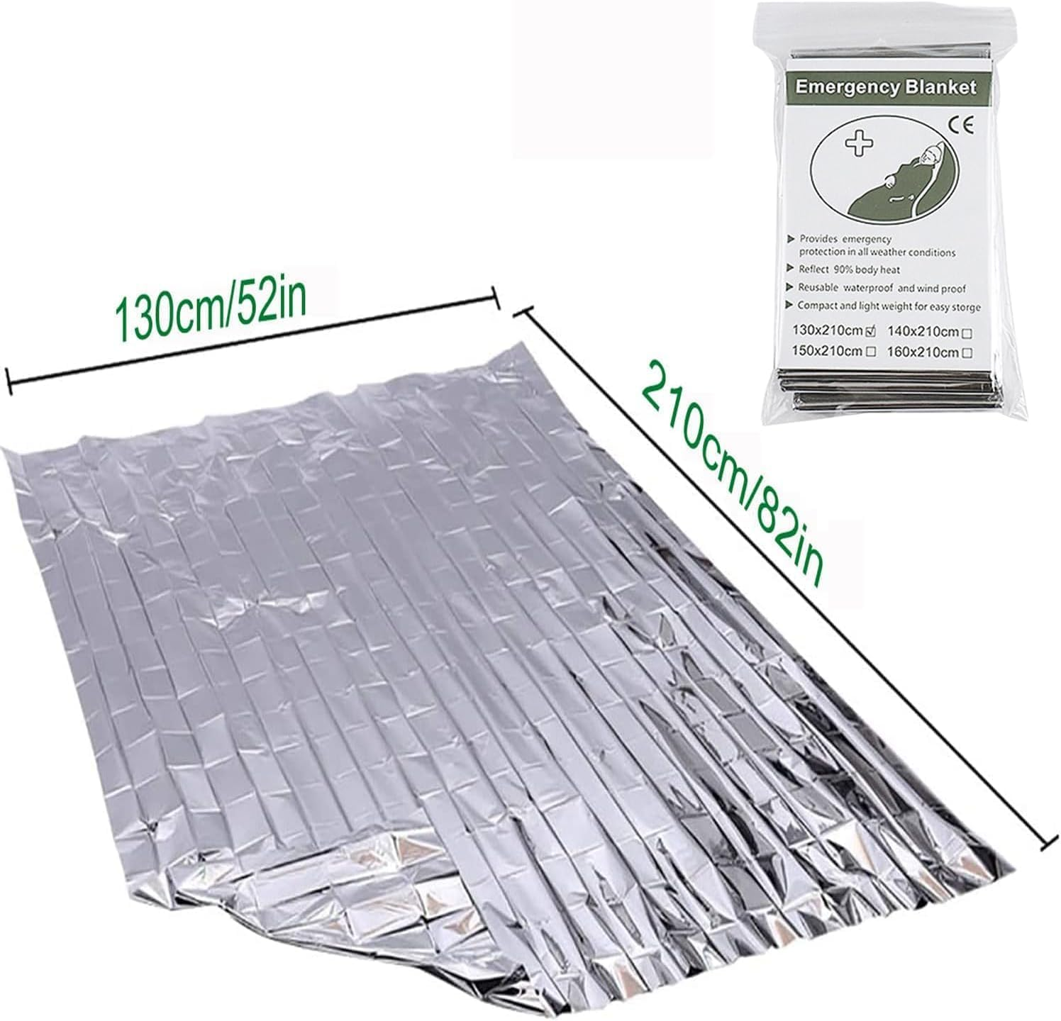 5Pcs Emergency Thermal Blankets,Survival Reflective Thermal First Aid Foil Blanket for Outdoor,Emergency Thermal Blanket,Survival Reflective Thermal First Aid Foil Blanket Emergency Blanket,210X130Cm image number 2