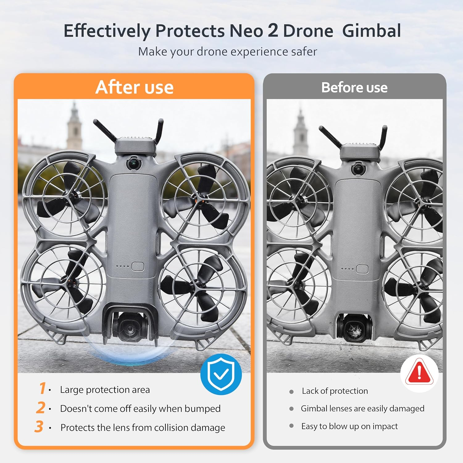 STARTRC Gimbal Bumper Guard for DJI Neo 2 Accessories, ABS Anti-Collision Gimbal Protection for DJI Neo 2 Drones - Orange image number 5