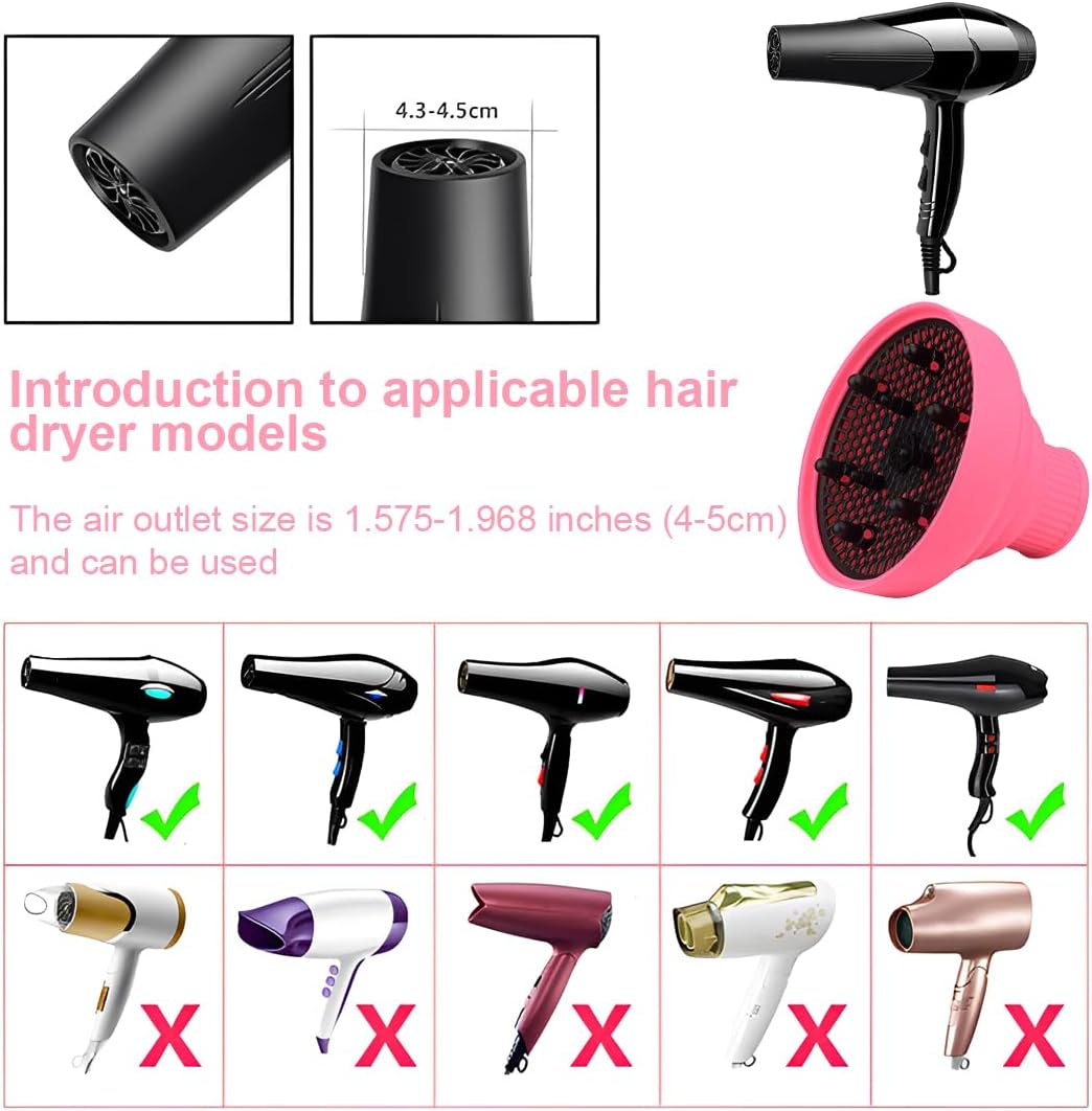 JAWUZ Universal Curly Hair Diffuser, Curly Hair Diffuser, Silicone Attachment Diffuser, Folding Diffuser Attachment Hairdryer Curls Universal (C) image number 6