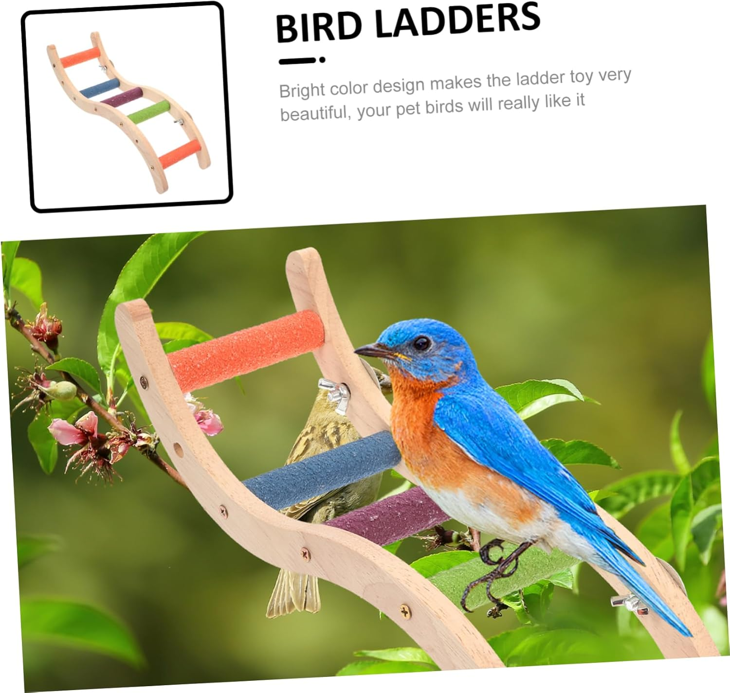 Ipetboom Bird Cage Accessories Parrot Climbing Ladder Wooden Small Ladder Chew Rat Cage Accessories image number 2