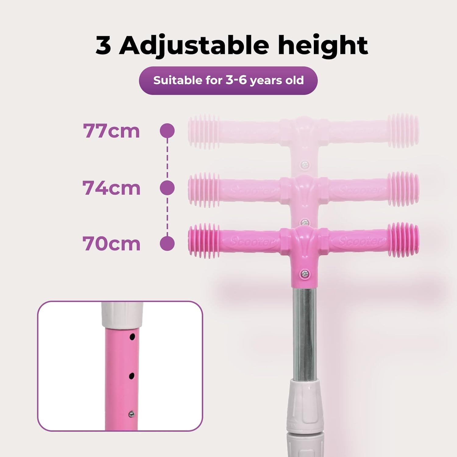 Bopeep 3 Wheeled Scooter for Kids, 3 Wheels Foldable Kick Scooter with Flashing LED Lights for Boys Girls, Lean to Steer，3 Levels Height Adjustable Scooter, 3-6 Years Old, Toddler Scooter Music - Blue image number 6