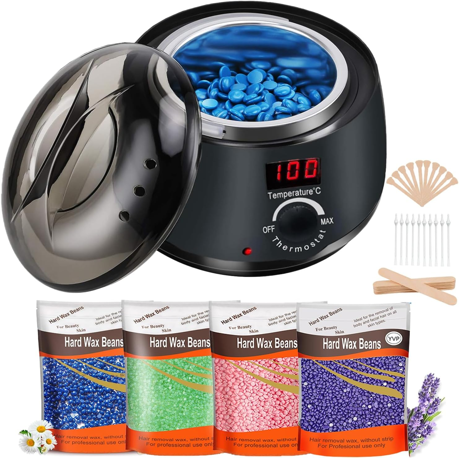 Hoxue 2025 Digital Waxing Kit for Women,Waxing Kit for Brazilian Wax,Wax Pot Heater with Wax Beans,Wax Warmer for Sensitive Skin Hair Removal,Easy to Use Wax Melt Warmer.Au Plug (White)