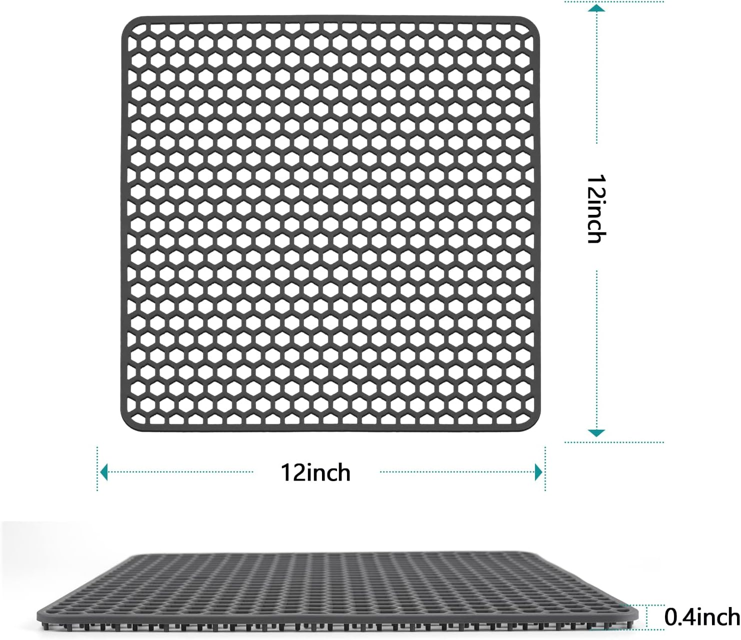 2 PCS Silicone Sink Protector, Kitchen Sink Mats Grid Accessory, Folding Heat Resistant Non-Slip Sink Mat for Bottom of Farmhouse Stainless Steel Porcelain Sink (Grey,12 ''X 12 '') image number 3