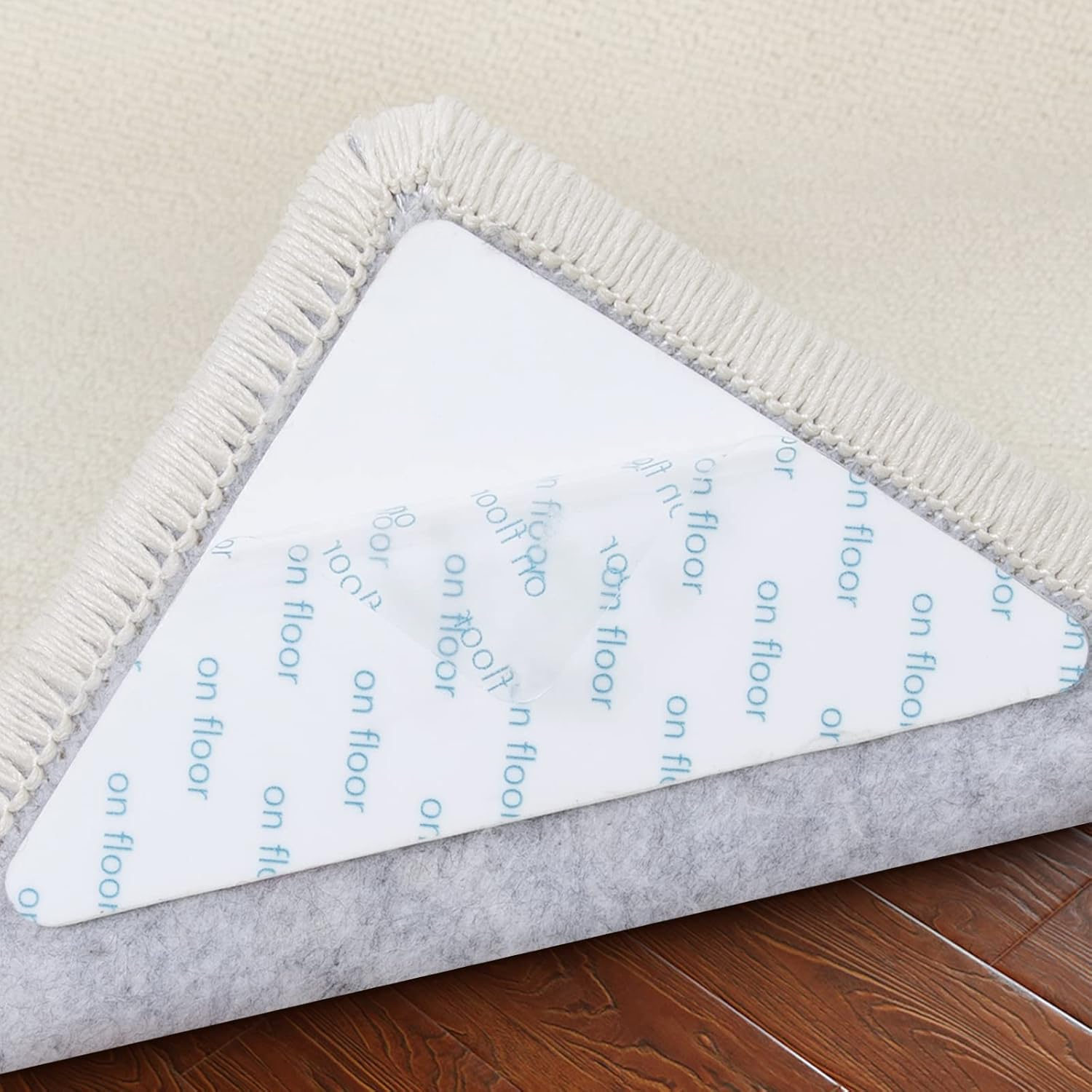 Carpet Tape, 12 Pcs Non Slip Rug Tape for Hardwood Floors and Tiles, Reusable and Washable Rug Pad Gripper for Area Rugs, Dual Sided Adhesive Rug Grip Keep Corners Flat