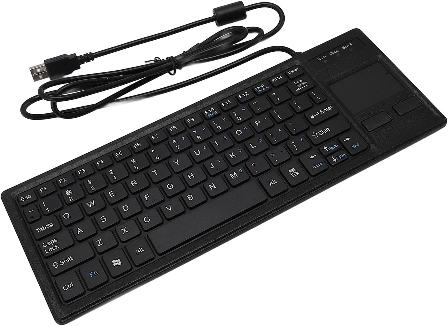 Compact Touchpad USB Wired Keyboard with USB Hub, IP68 Waterproof Ultra Thin Industrial Keyboard for Laptop Notebook PC image number 1