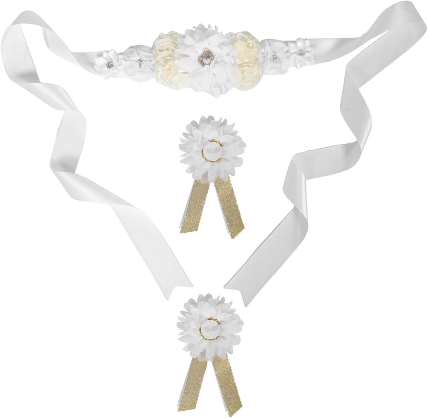 Hohopeti Maternity Belt Floral Pregnancy Support Sash Adjustable for Shower Bridal Party Photoshoot Accessories Maternity Belly Bands image number 2