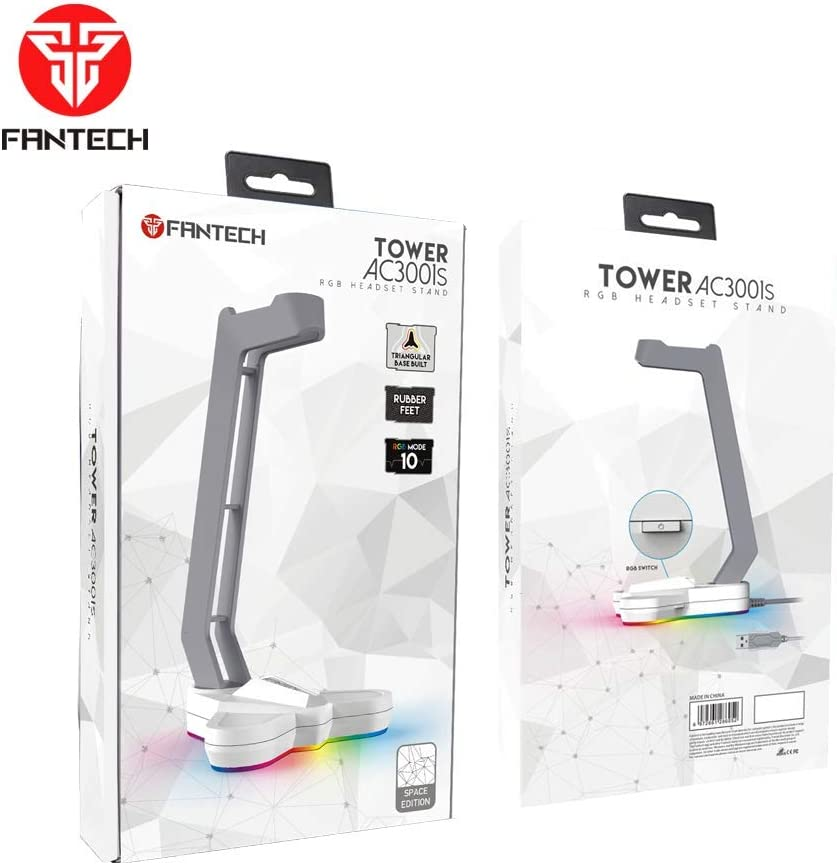 FANTECH Tower RGB Headset Stand, Headphone Holder for Gamers Gaming PC Accessories (White)