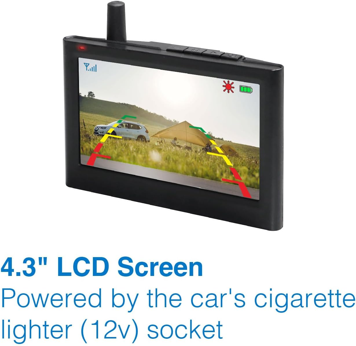 Laser 4.3" Wireless Reversing Camera Kit - Solar & Battery Powered Backup Camera for Car, Caravan - Night Vision, Parking Assist, Weatherproof, Easy DIY Installation