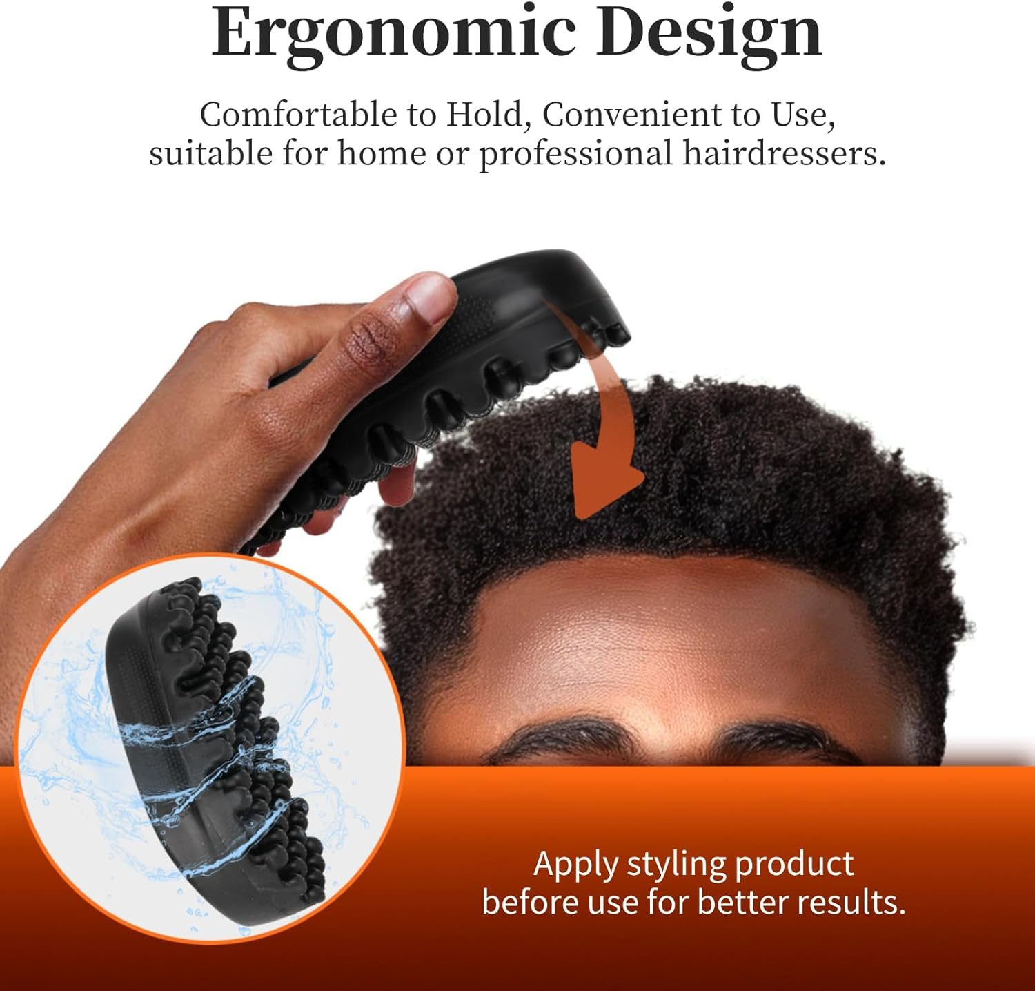 Diyeeni Afro Curls Hair Brush, Rubber Twist Curling Hair Brush, Washable Wave Tool Dirty Braided Curly for Barbers and Daily Use, Black image number 5