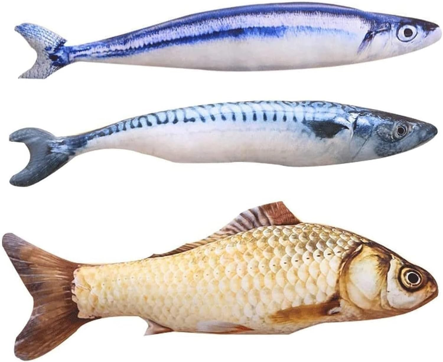 Mumoo Bear Catnip Toys 3 Pack - Simulation Fish Shape Realistic Fluffy Catnip Doll Interactive Pets Pillow Chew Bite Supplies for Cat Kitten Kitty image number 3