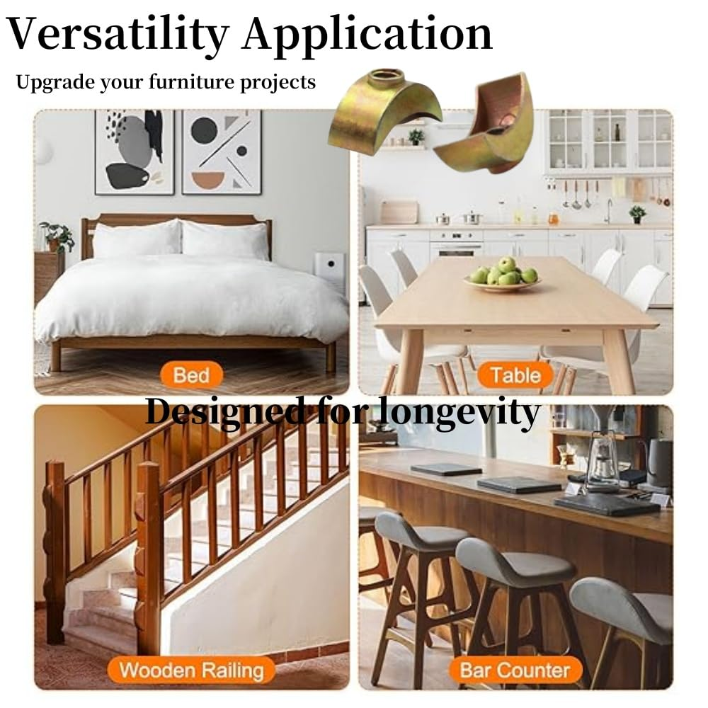 12Pcs M6 Half Moon Nuts Washers,Spacer Washer, 6Mm Hole Dia Bronze Tone Connector Nuts, Zinc Alloy External Thread Lock Washer, Spacer Connector Hardware Fittings, for Connect Furniture image number 2