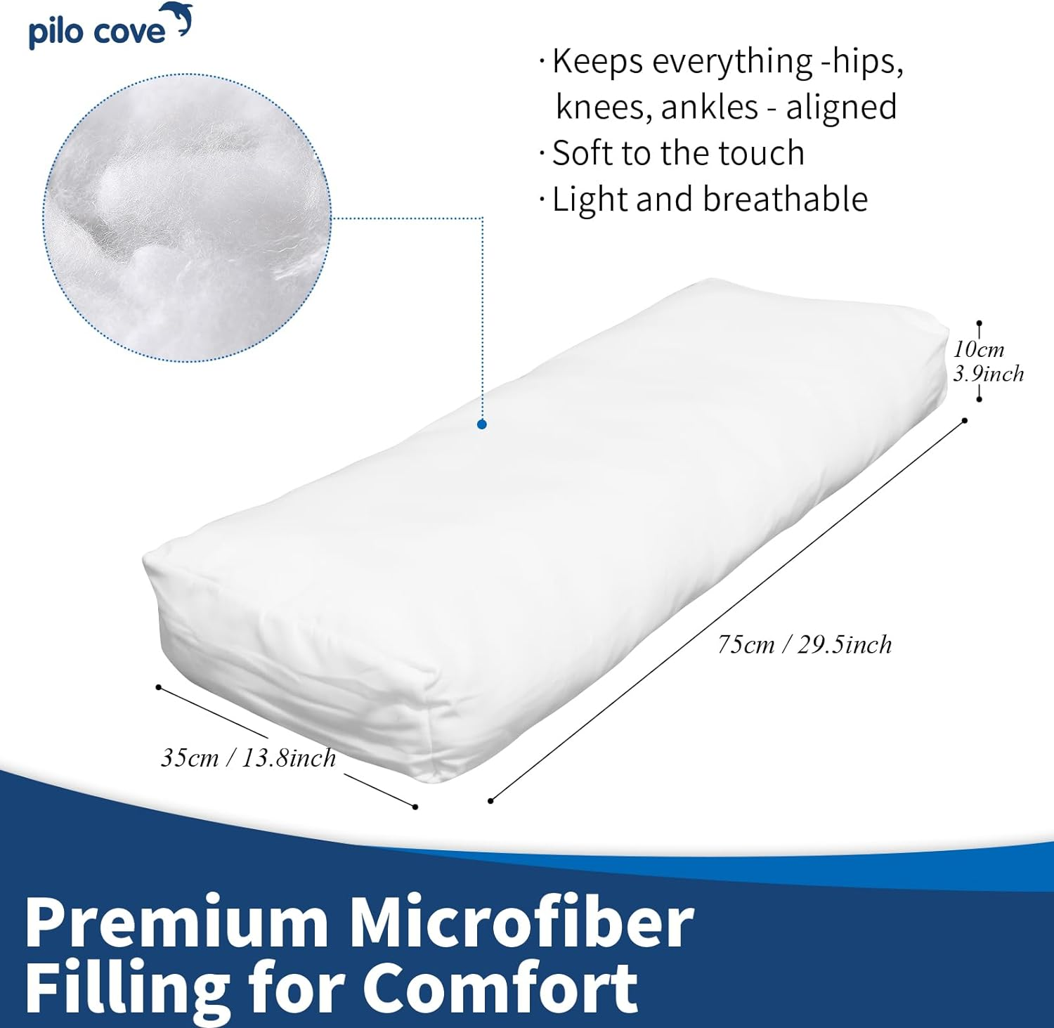 Knee Pillow for Side Sleepers, Leg Pillow for Sleeping, under Knee Pillow for Spine Alignment, Lower Back Pain Relief, Hip and Sciatica Pain, Supportive Pillow image number 1