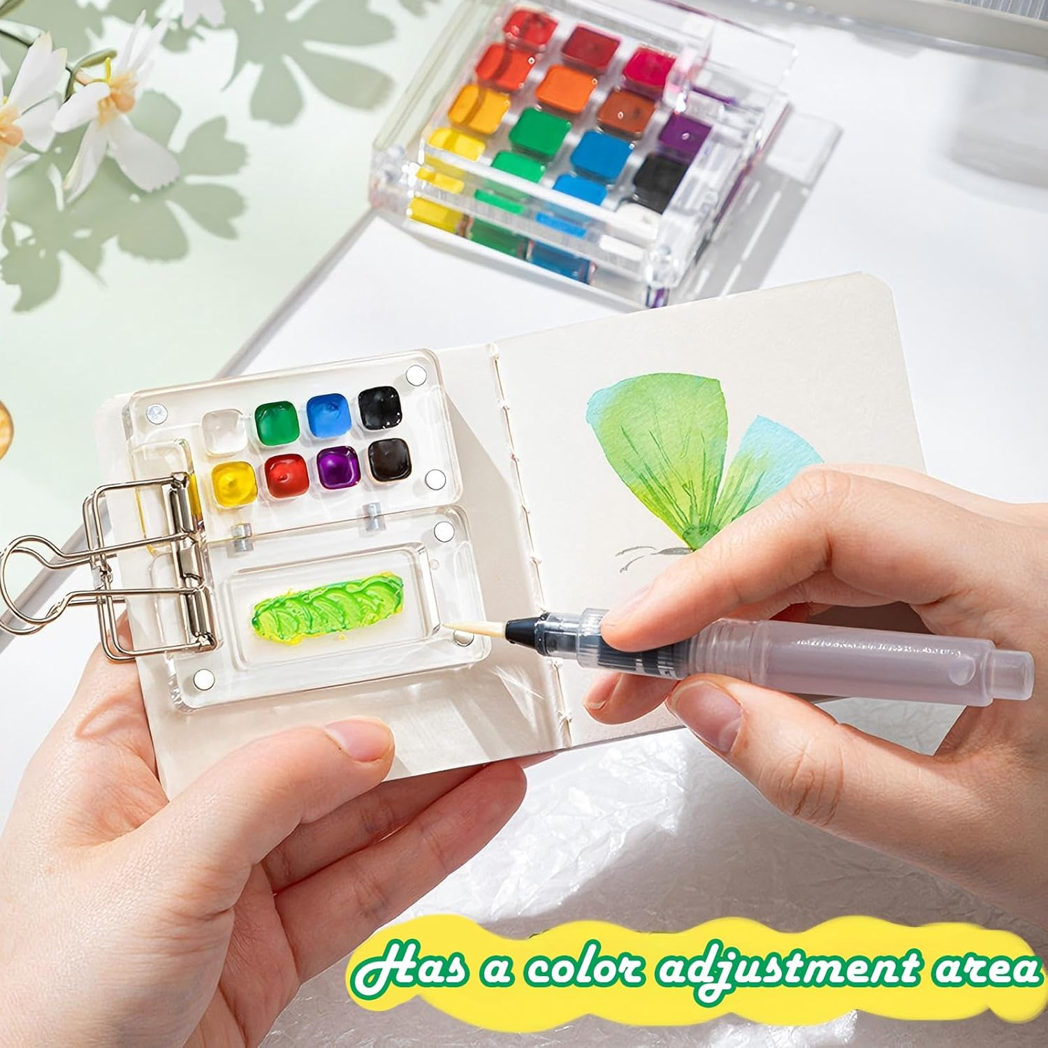 Portable Nano Travel Watercolor Set, Mini Pocket Artist Paint Palette (6 * 6 CM) image number 3
