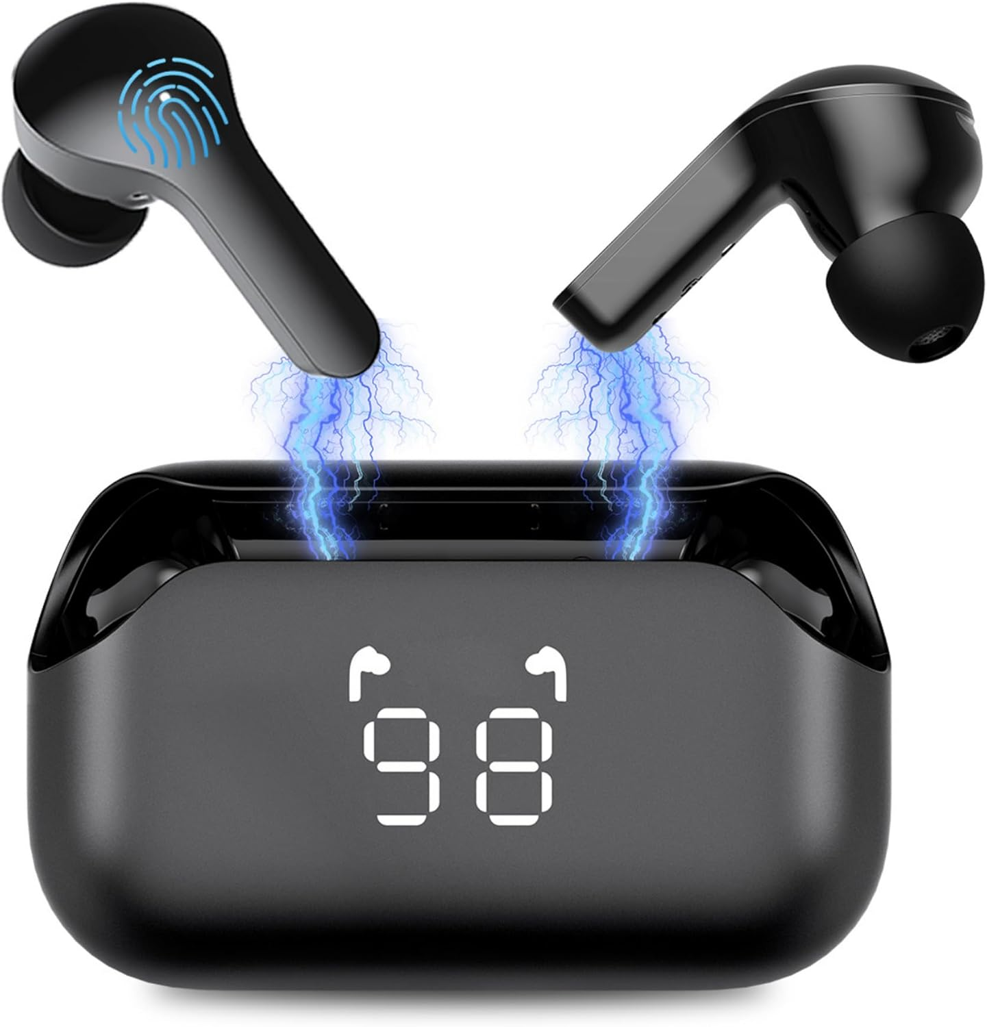 FRIAS Bluetooth Headphones In-Ear Headphones Wireless up to 6 Hours Battery Life Earbuds Suitable for Apple, Android Wireless Headphones Water-Repellent Noise Cancelling, Eqsmart, IPX5 image number 3