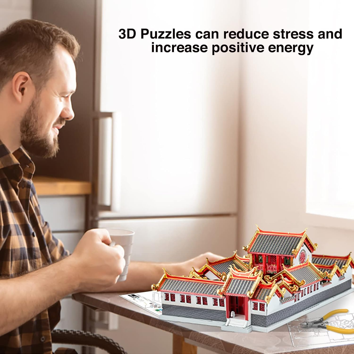 Piececool 3D Metal Puzzles, Beijing Siheyuan Courtyards House Model Kits to Build for Adults, Chinese Architecture Building Blocks 3D Puzzle Learning Toys Best Gifts DIY Craft Home Decor - 203 Pcs - Summer Palace image number 7