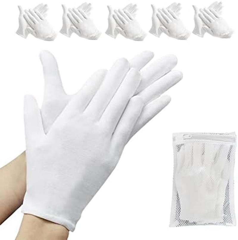 ZFYOUNG 6 Pcs White Moisturizing Cotton Sleep Gloves for Men and Women, Beauty Coin SPA Cloth Gloves image number 1