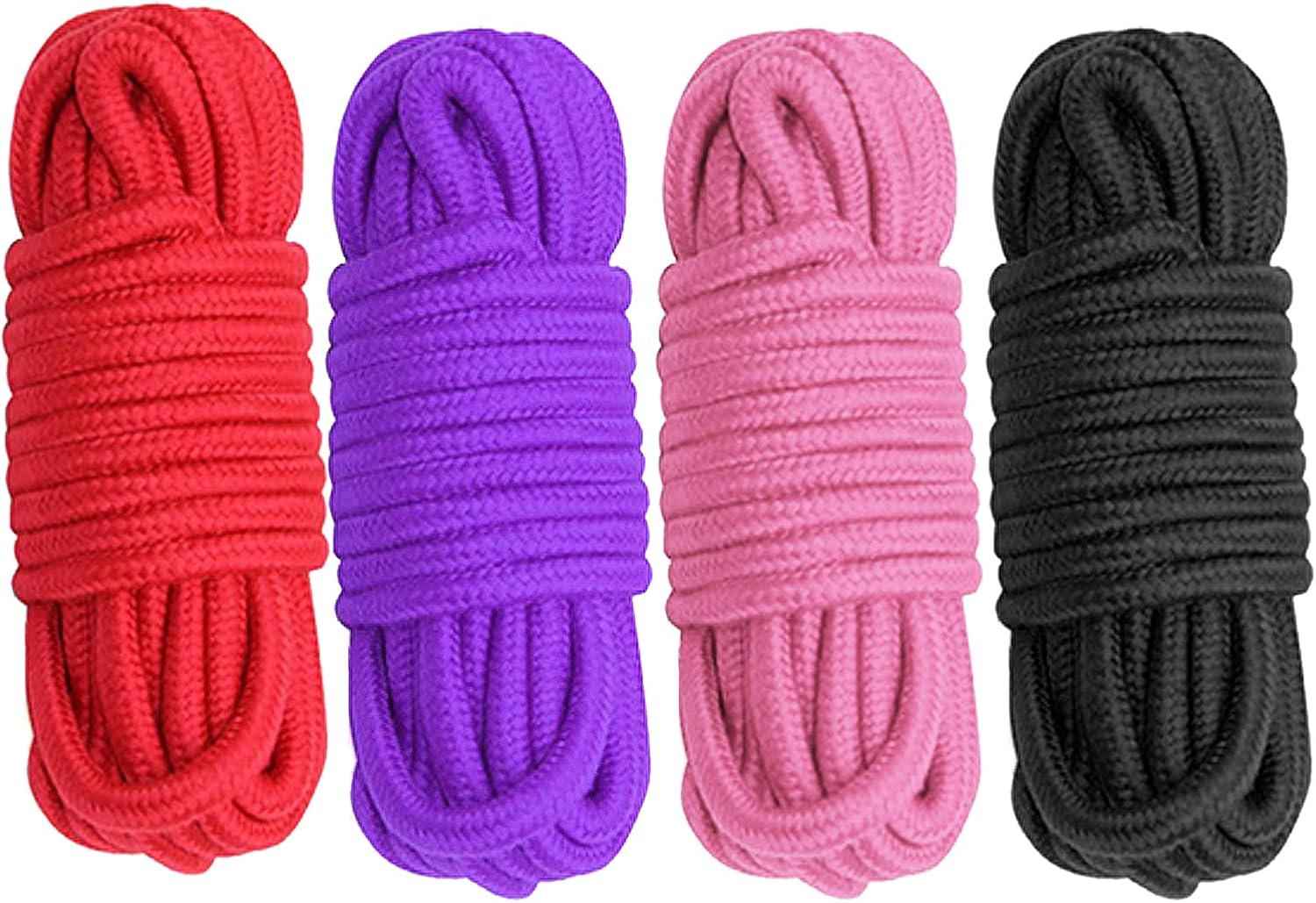 Cosymate Soft Cotton Rope Binding Rope All Purpose Thick Cotton Twisted Knot Tying Rope, 8Mm Diameter, 5M Long, Pack of 4, Black