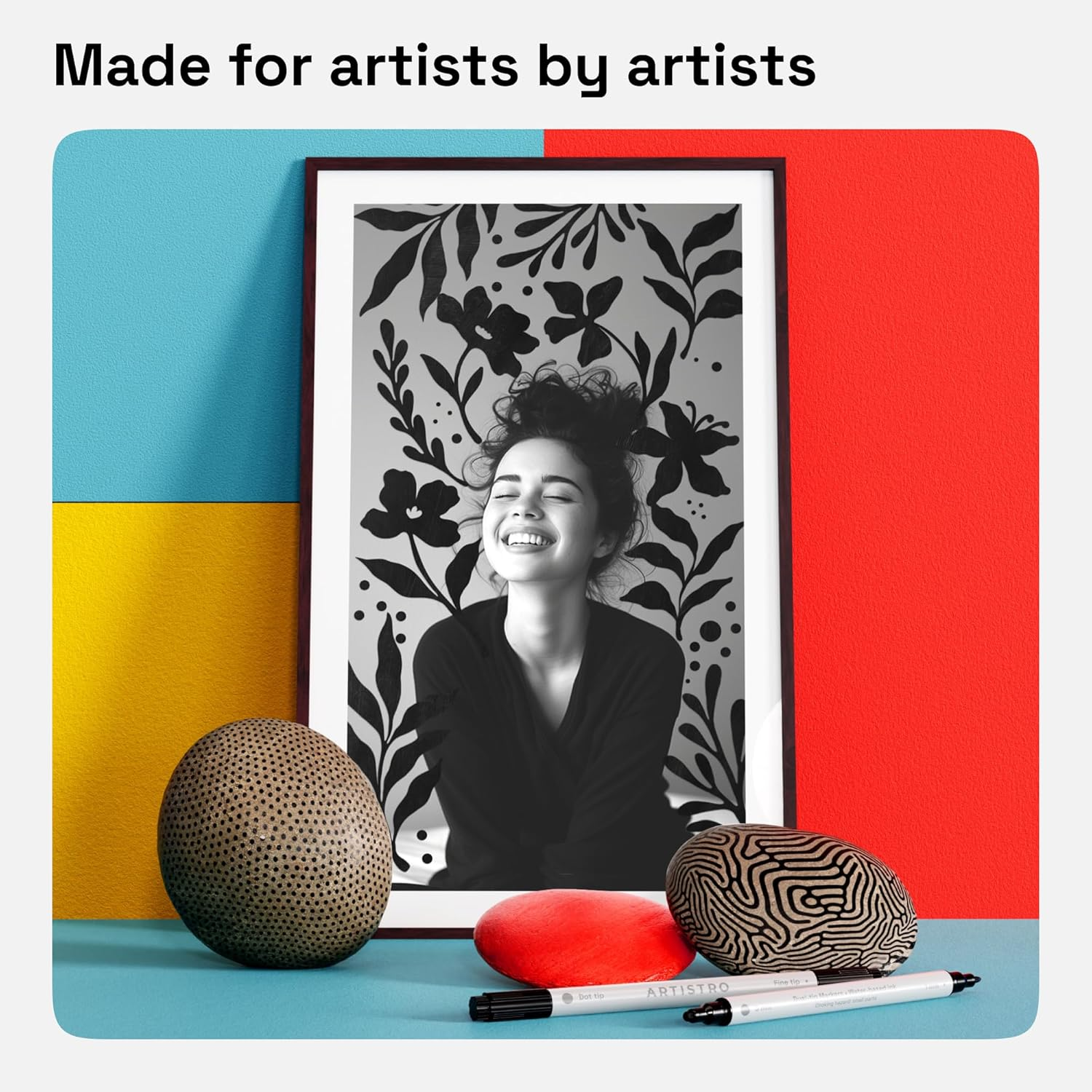 ARTISTRO 2 Black Acrylic Paint Pens, Acrylic Paint Markers Dual Tip (Fine 1Mm + Dot 5Mm), Acrylic Markers for Fabric, Canvas, Rock, Glass, Wood, Paper, DYI, Paint Markers for Kids and Adults image number 4