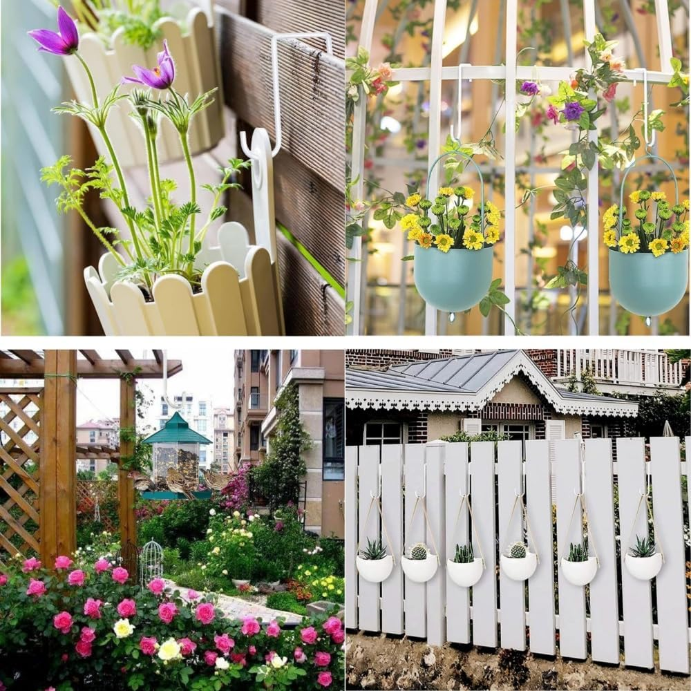 10 PCS Vinyl Fence Hooks, for Hanging Lights, Plants, Planters, Bird Feeders(White) image number 4