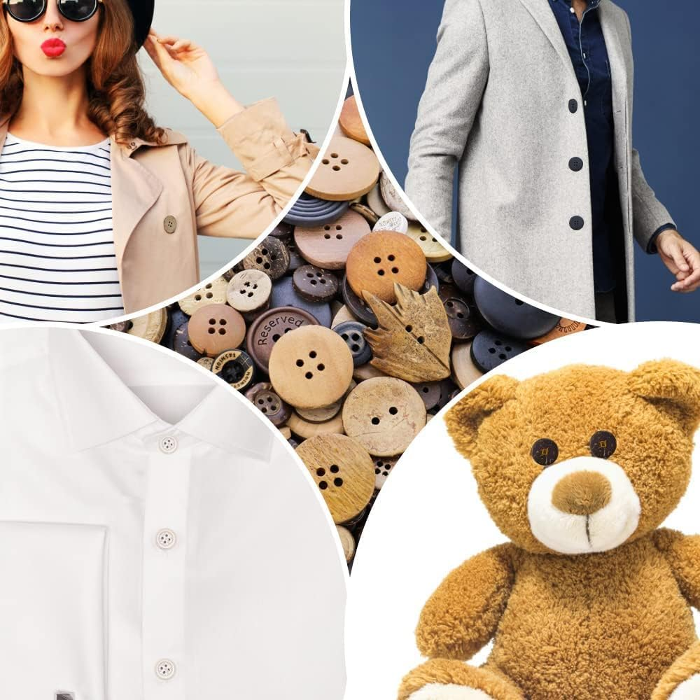 600 Pcs Assorted Sizes Wooden Buttons Mixed Colors Coconut Shell Wood Handmade Ornament Buttons for Sewing Decorations DIY Arts and Crafts Manual Button Painting image number 2