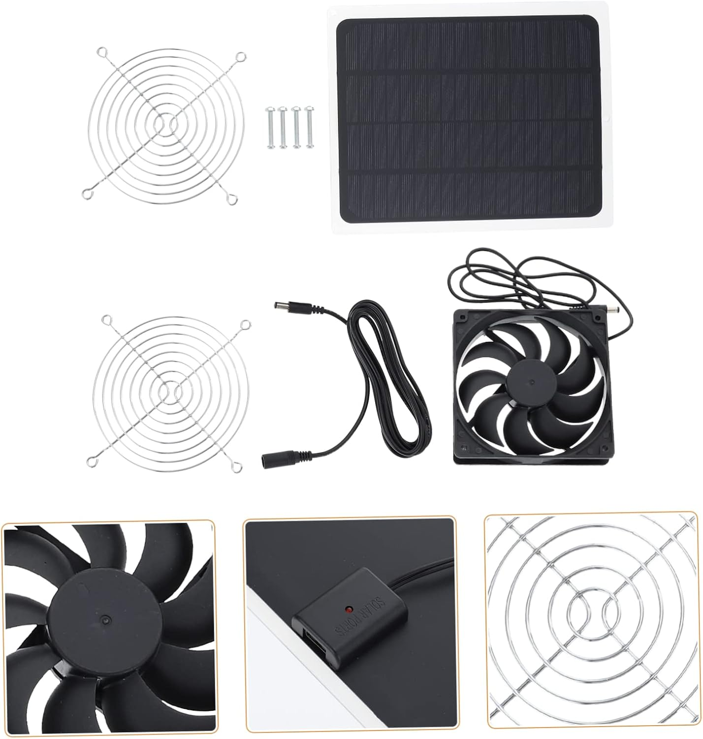 1Set Solar Powered Fan for Chicken Coop and Small Exhaust Fan for Greenhouse Rv Camping for Cooling
