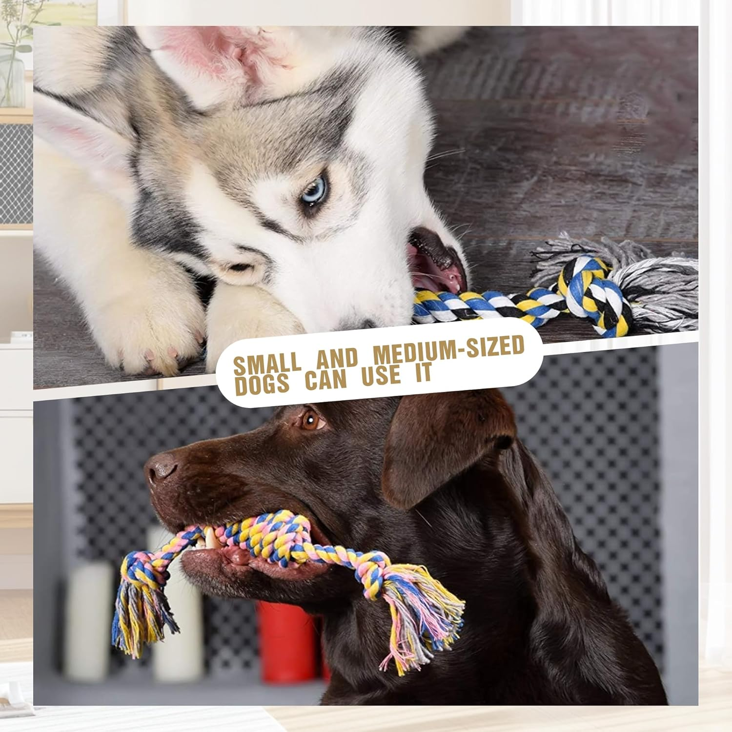 5-Pack Dog Chew Rope Toys, Suitable for Dog Toys That Love to Chew, Strong, Safe and Odorless Knots, Suitable for Medium/Small Dogs and All Pet Toys during Teething Period image number 2