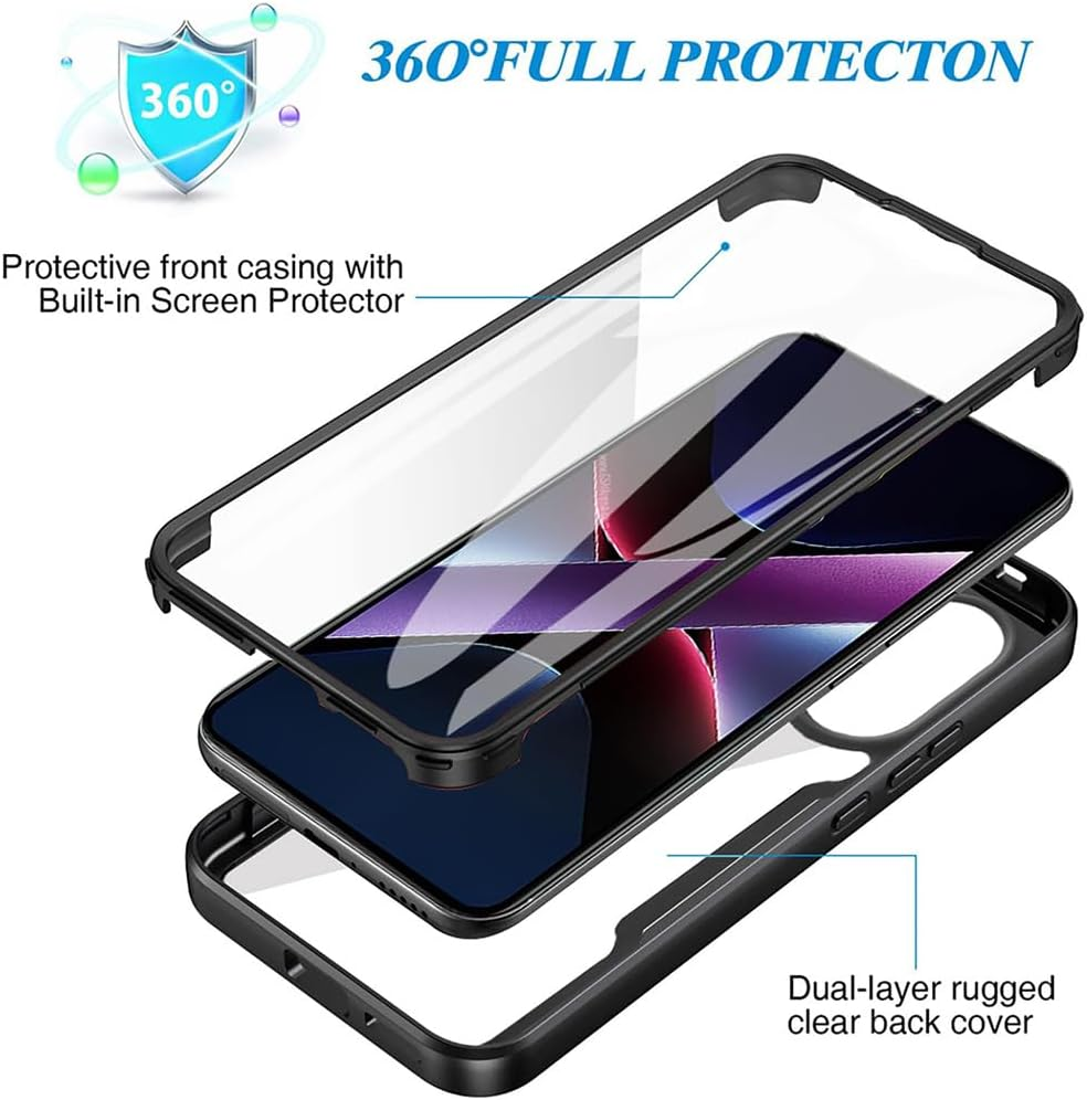 SEAHAI Clear Case for OPPO A5X 5G/4G, with Built-In Screen Protector 360&deg; Full Body Rugged Armor Heavy Duty Shockproof Silicone TPU Bumper Trasparent Cover - Purple - Blue image number 2