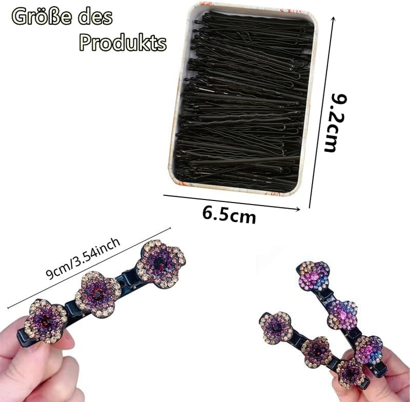 Norhogo Four Leaf Hair Pin Rhinestone Duckbill Hair Clip Fashion Double Layer Mini Hair Clips Hairpin Duck Beak Clip (9 Cm) Comes with a Box of Hair Clips image number 5