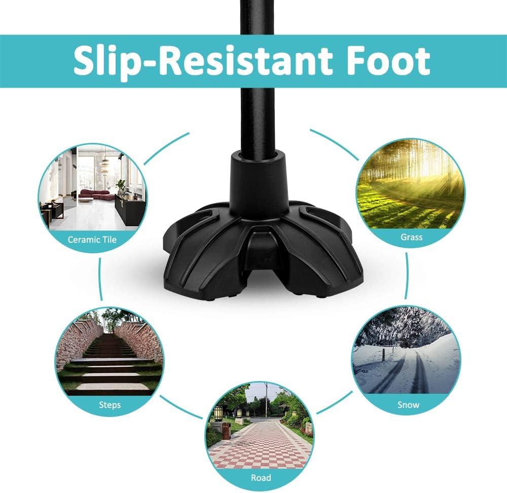 Extra Stable Walking Stick for Seniors - Offset Walking Cane - Foldable/Folding Walking Stick - Lightweight, Adjustable Height - Ergonomic Grip - Ideal Walking Sticks for Elderly image number 5