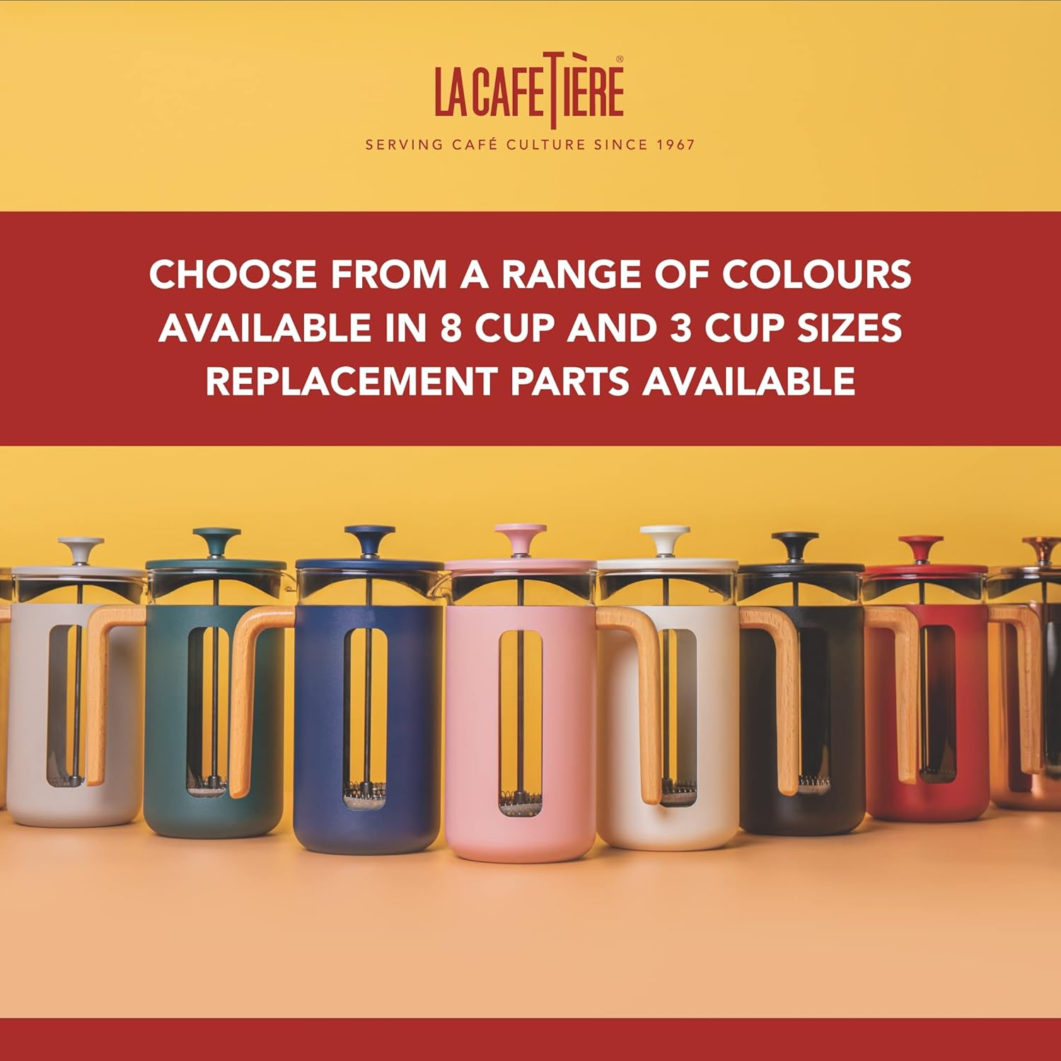 La Cafetiere Pisa Cafetiere 3 Cup 350Ml| Stylish Borosilicate Glass French Press with Wood Handle|Black