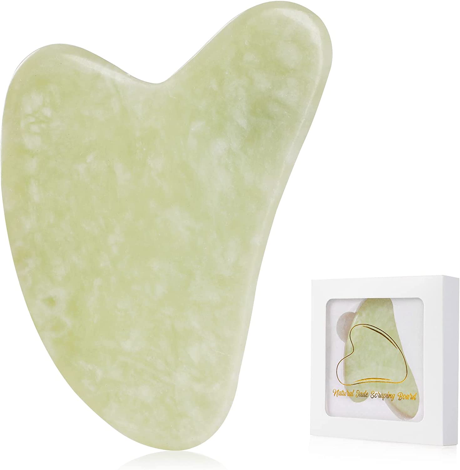 Geeric Jade Roller and Gua Sha Scraping Massage Tool Anti-Aging Quartz Natural Facial Jade Stone Set - Face Eye Neck Beauty Roller for Slimming&Firming - Rejuvenate Skin & Remove Wrinkles Green