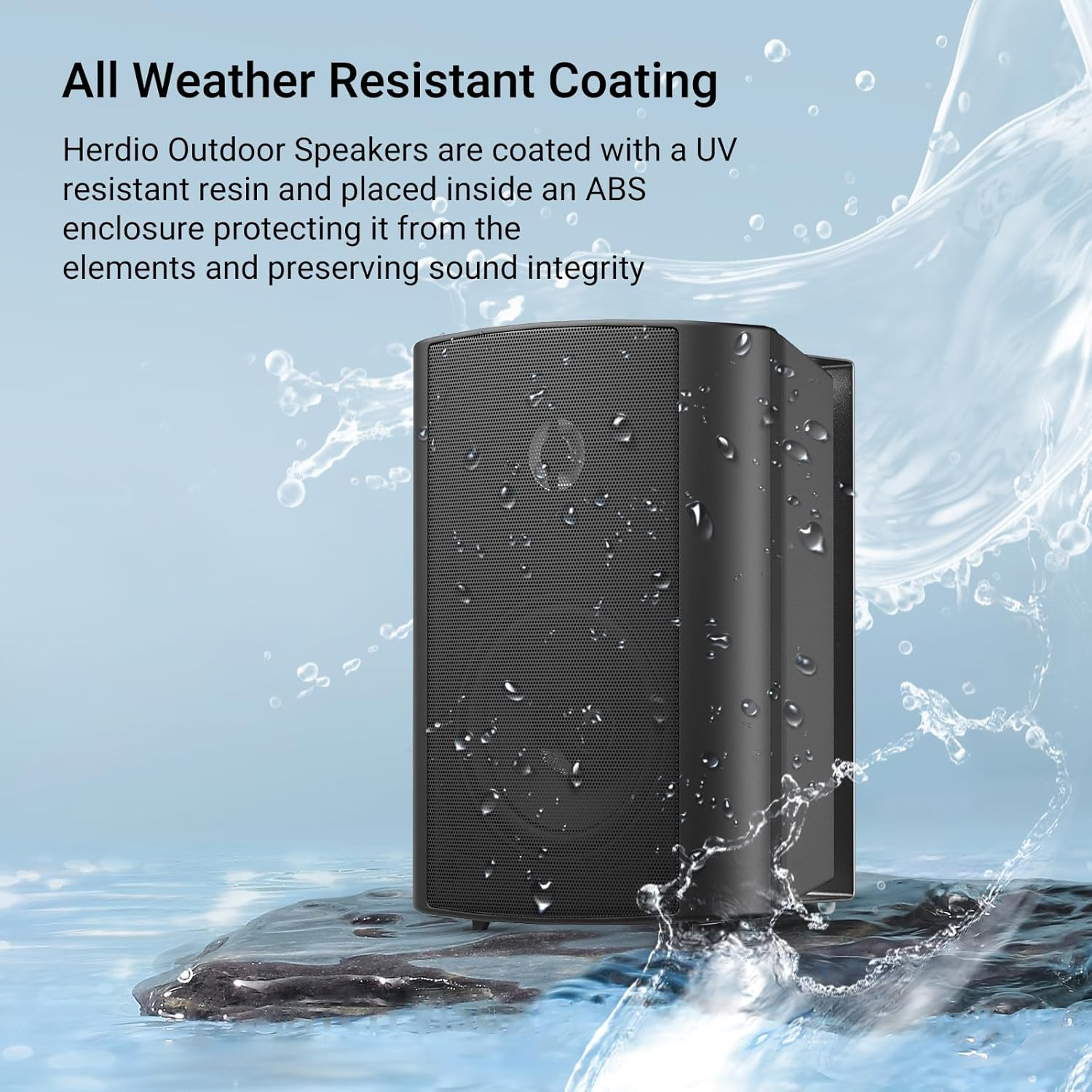 Herdio 4 Inch Outdoor Speakers Indoor Wall Mount Speakers Waterproof Compatible with Bluetooth (Black) image number 1