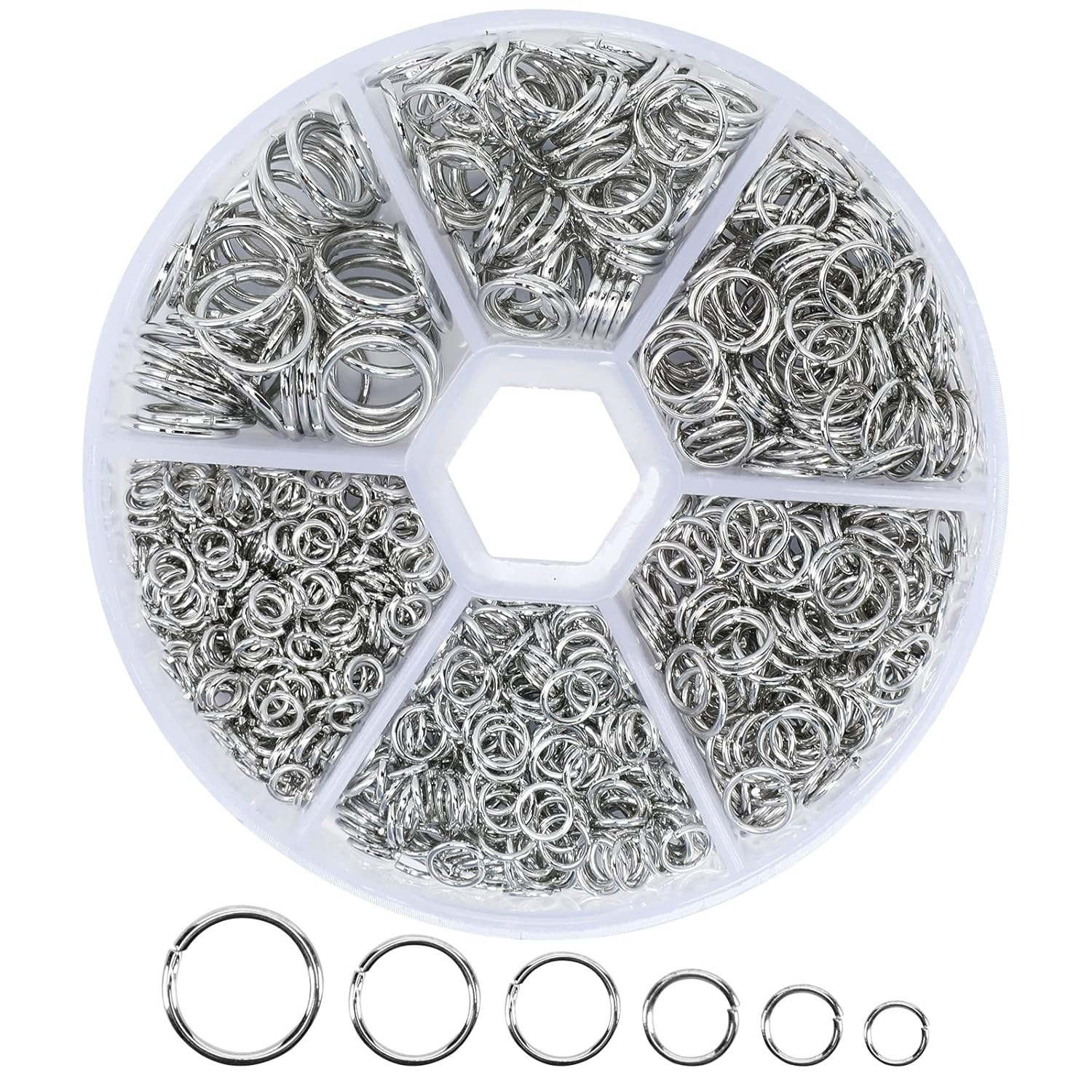 1000Pcs O Ring Connectors Metal Open Jump Rings Set Jump Rings for Jewelry Making Connectors (4Mm 5Mm 6Mm 7Mm 8Mm 10Mm)（Silver）