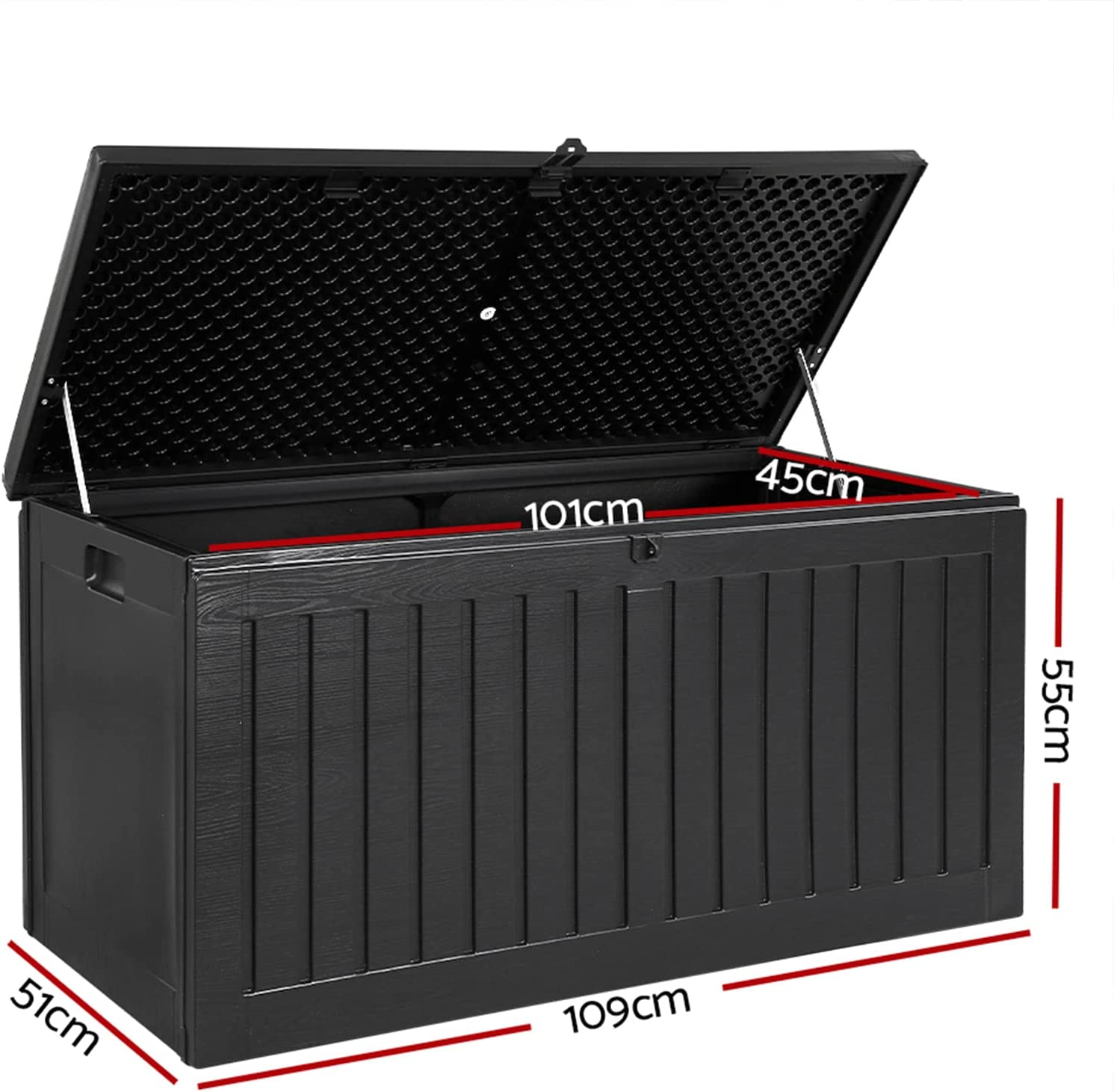 Gardeon Outdoor Storage Box Container Cabinet Bench, 270L Large Lockable Tool Toy Deck Boxes Chest Garden Shed Storages Ottoman Chair Seat Patio Indoor Furniture, Perfect for Water-Resistant Black image number 1