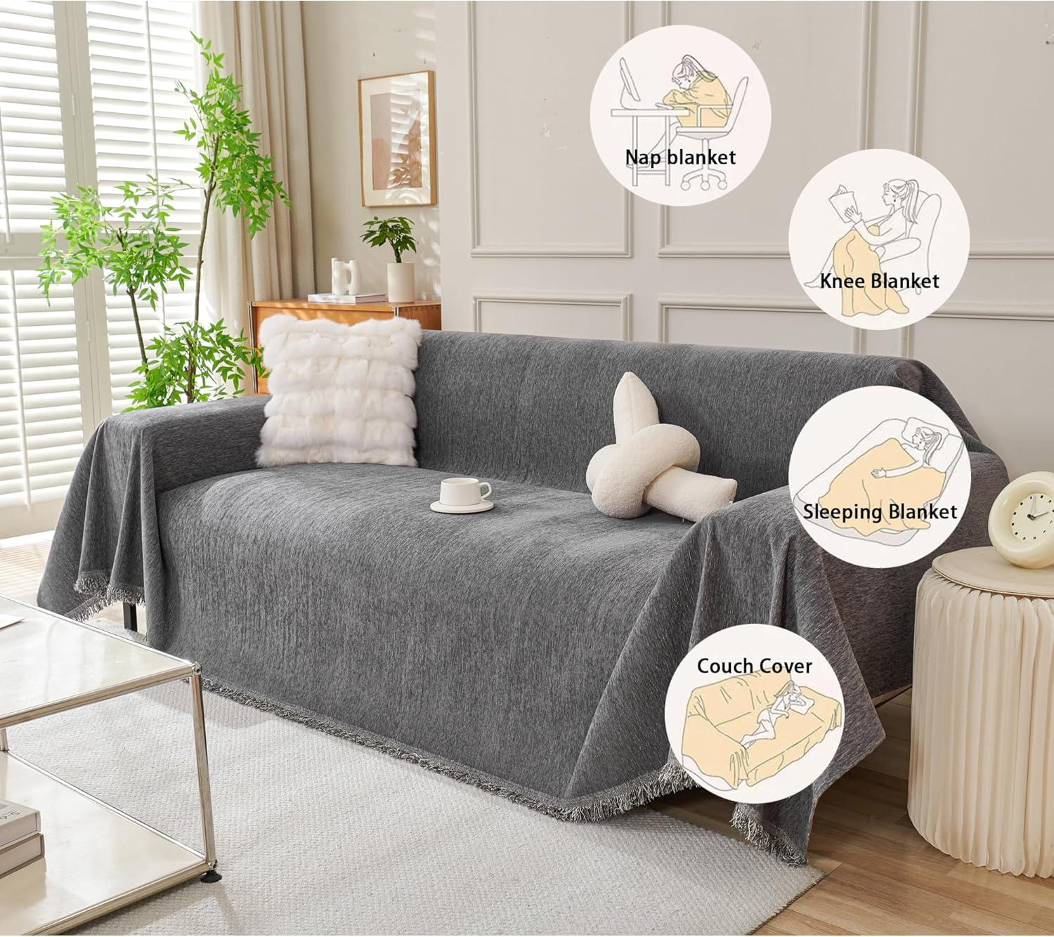 Colidcolor Sofa Cover for Sectional Couch,Sofa Towel Cover for Couches Living Room Furniture Protector (Xxl-180Cm*380Cm) image number 2