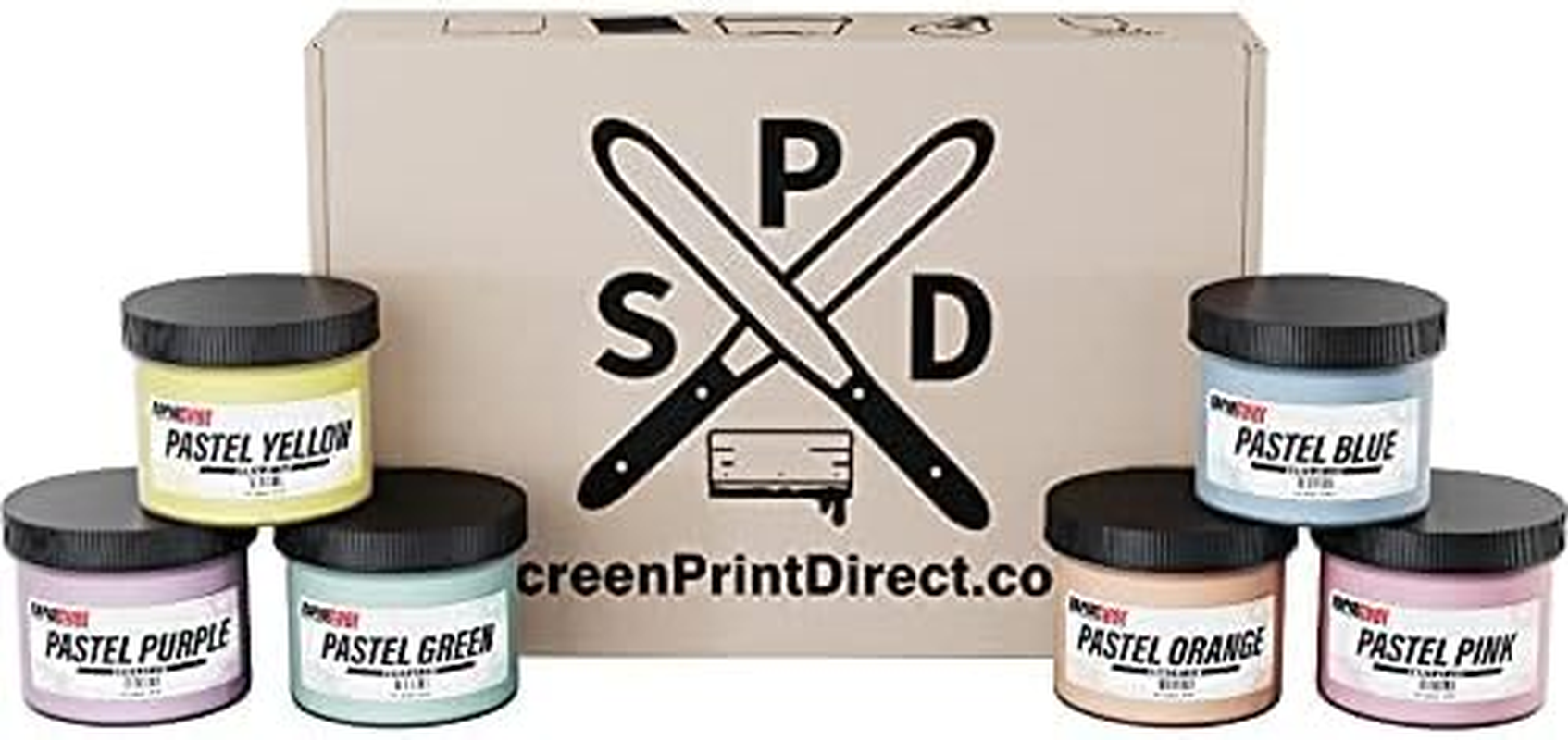 Screen Printing Ink Set - Rapid Cure&reg; Pastel 6 Color Plastisol Ink for Screen Printing Fabric - Low Temperature Curing 8 Oz. Plastisol Ink by Screen Print Direct&reg;- Inks for Silk Screens and Mesh image number 2