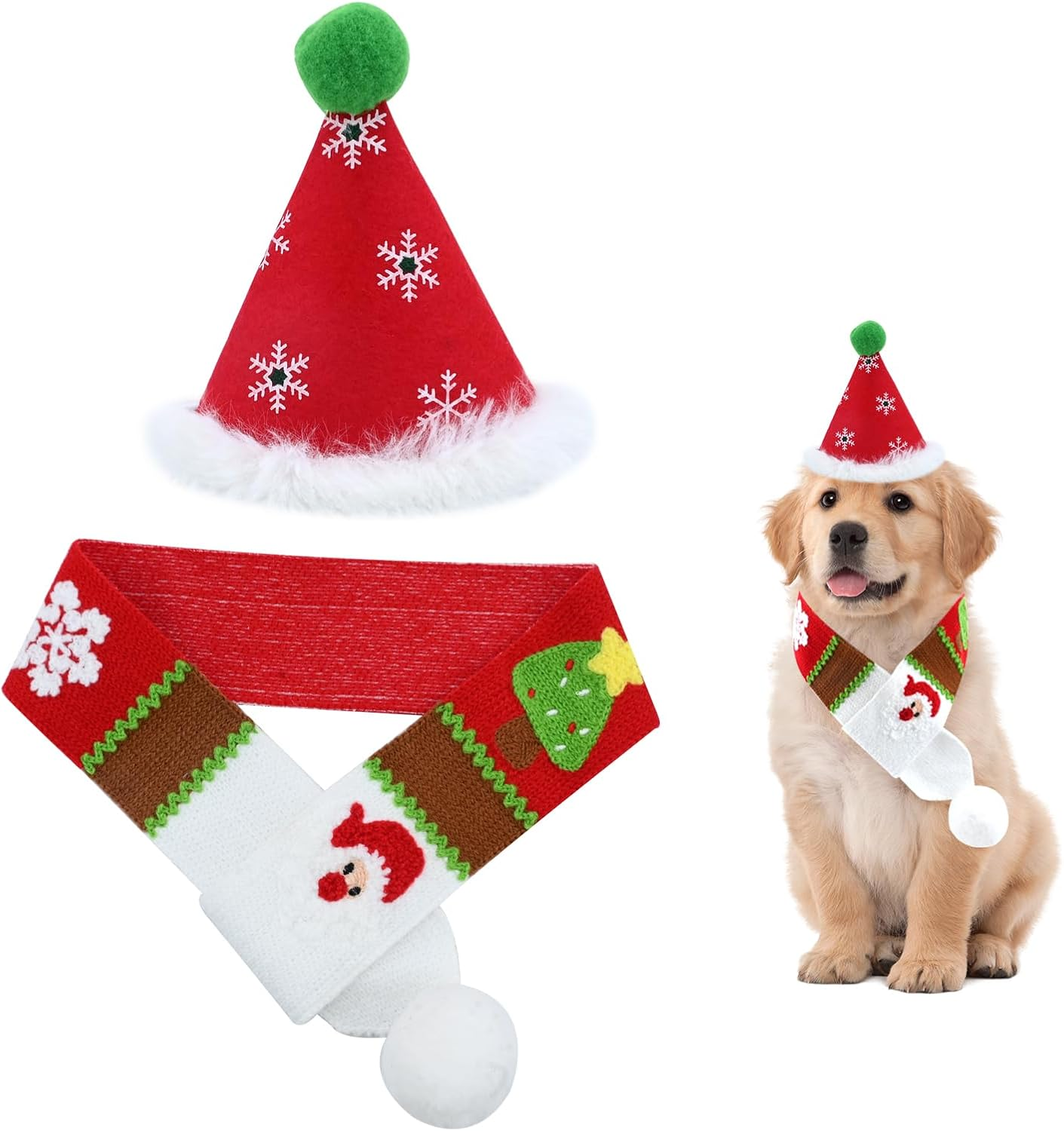Pet Costume Christmas Clothing, Dog Costume with Christmas Hat Scarf, Santa Hat Scarf Suit for Cats, Puppies, Dogs, Christmas Dog Costume, Cat Costume image number 3