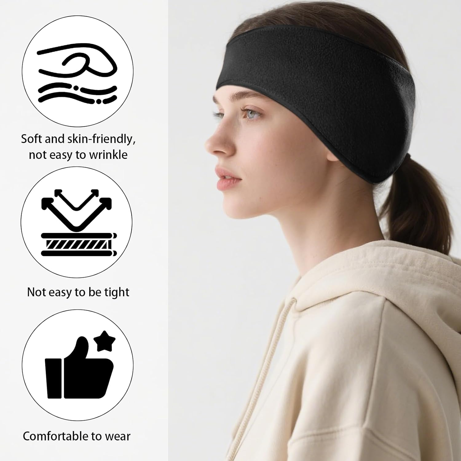 Polar Fleece Ear Warmers Headbands for Men Women Ultra Warm Winter Ear Muffs for Sports and Daily Wear Running Accessories Suitable for Running Cycling Skiing Snowboarding Climbing Walking image number 1