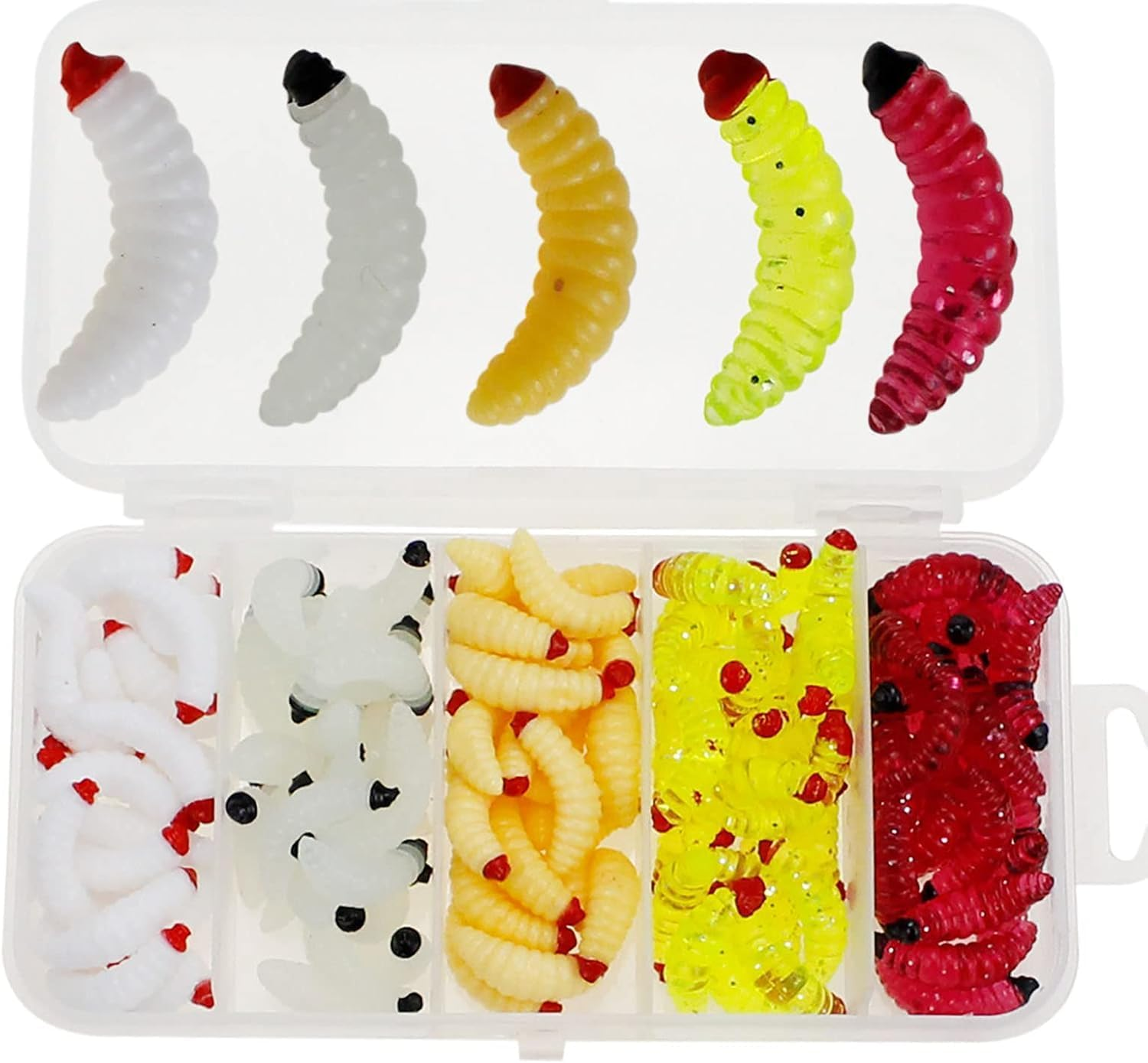 100Pcs Soft Silicone Maggot Fishing Lure, Artificial Bait, Biomimetic Earthworm, Simulation Worm for Fishing image number 2