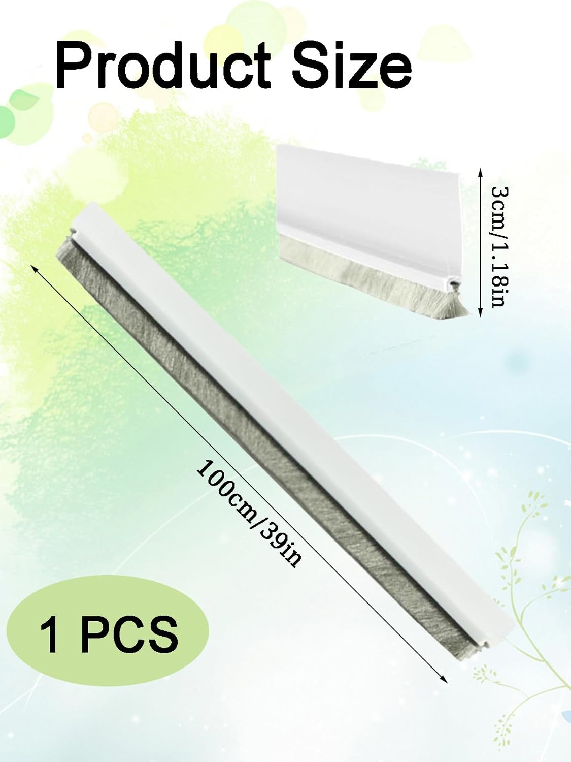 Door Sweep Brush Seal 39" - Self Adhesive Draft Stopper for Bottom of Door - White, Integrated Design for Noise and Air Insulation