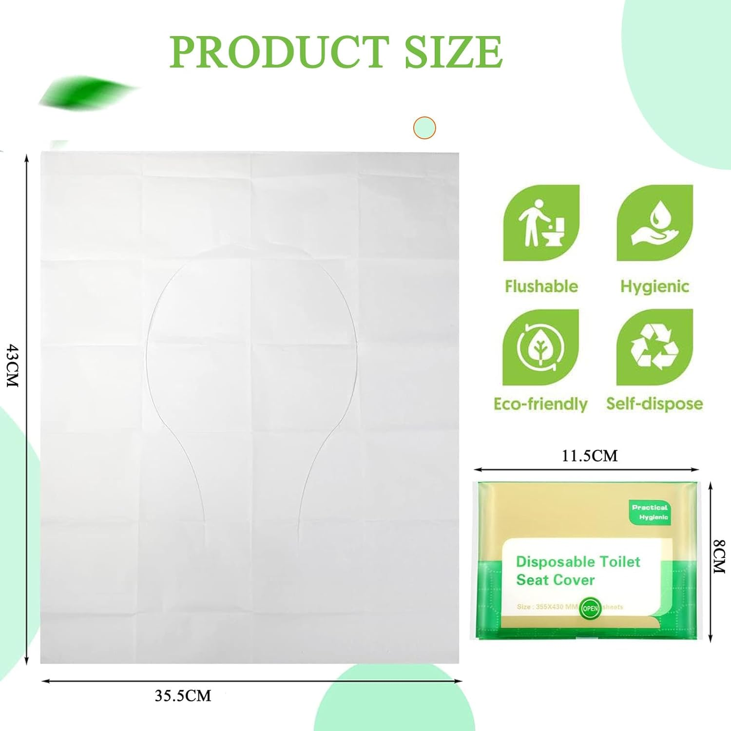100Pcs Toilet Seat Covers Disposable - Upgraded Flushable Portable Travel Toilet Seat Paper Cover for Adults,Kids Potty Training,Travel,10 Individually Packing image number 6
