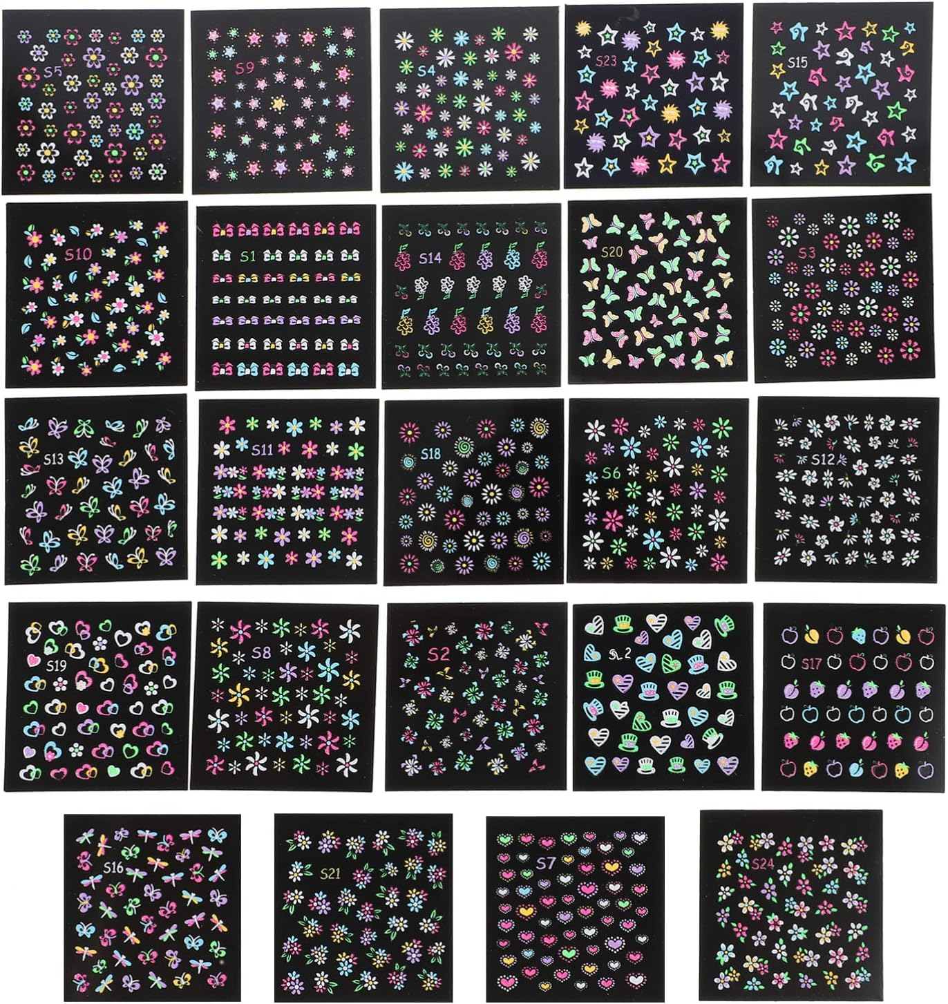 LALAFINA 72Sheets Luminous Nail Art Stickers for Fashion Manicure Dark Fingernail Decor for Halloween Party Nails