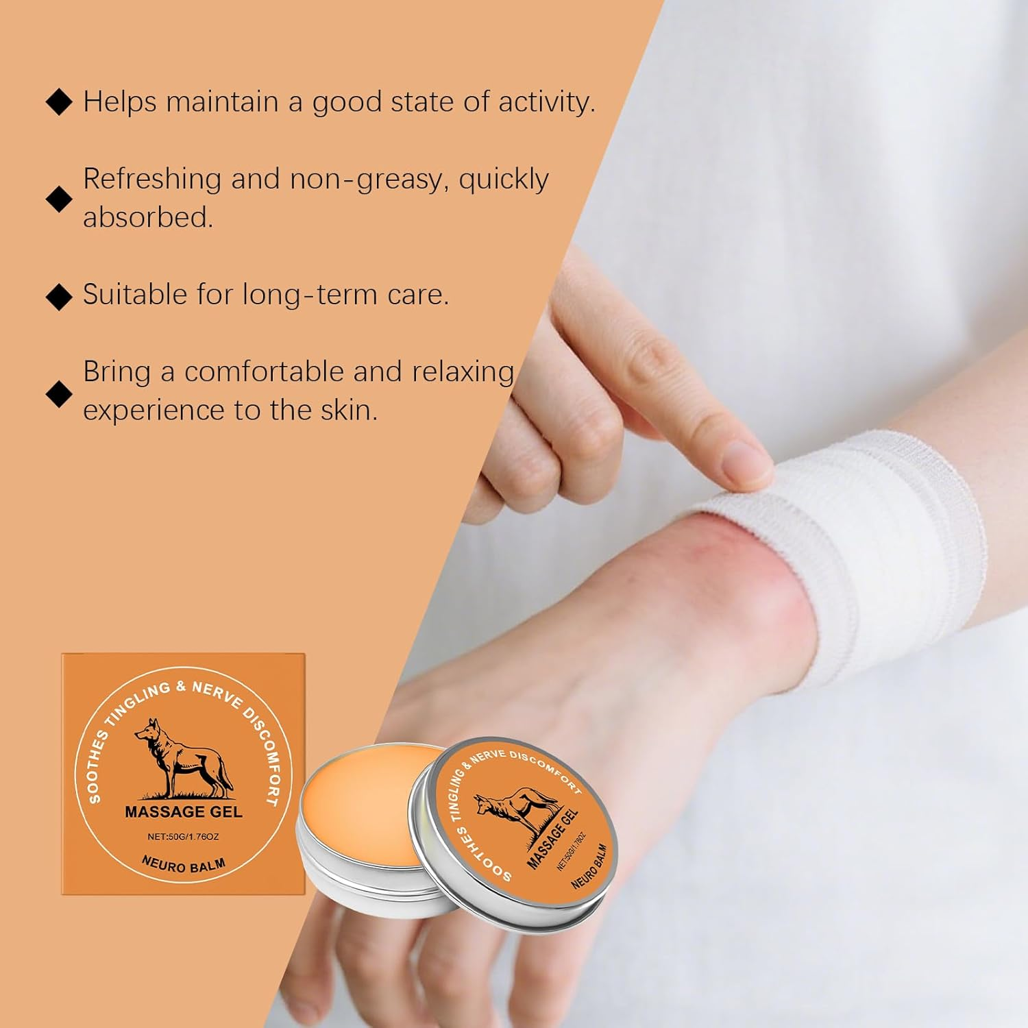 Neuro Balm, Herbal Cooling Ointment for Daily Body Comfort & Care, Long-Lasting Soothing Relaxation, for Knee/Elbow/Shoulder/Back/Neck, Massage Body Gel (1Pcs) - 12Pcs image number 2