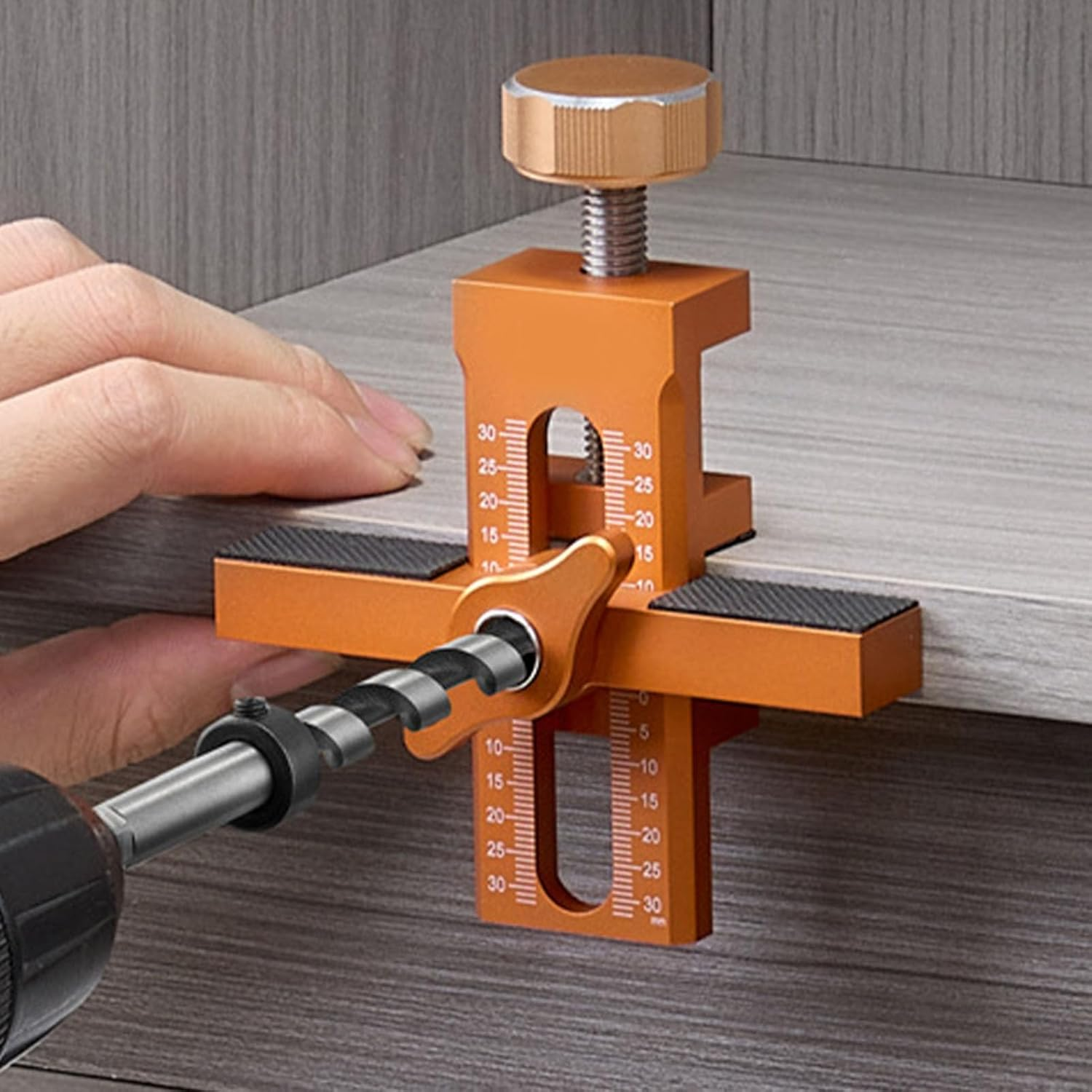 Cabinet Door Positioning Tool, Aluminum Alloy Cabinet Door Installation Positioner, Hand Tool Kit with Clamp, Adjustable Cabinet Door Mounting Jig for Kitchen Bathroom Wardrobe image number 1