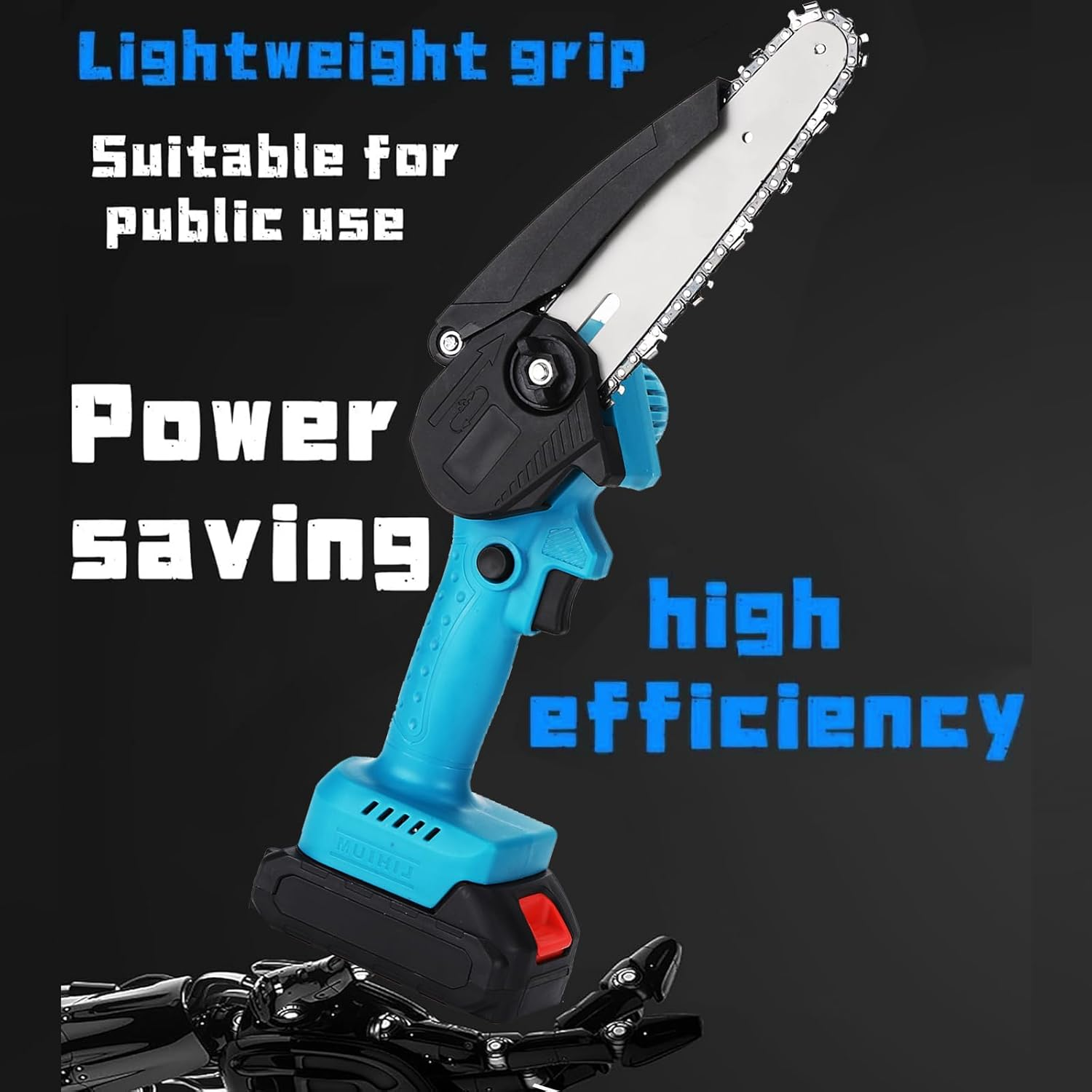 Fitbliss Cordless Mini Chainsaw, 6 Inch Upgraded 24V Electric Chainsaw 2 * 1500Mah Battery Powered, Gardening Branch Wood Cutting, Handheld Mini Chainsaw for Tree Pruning (Blue) image number 5