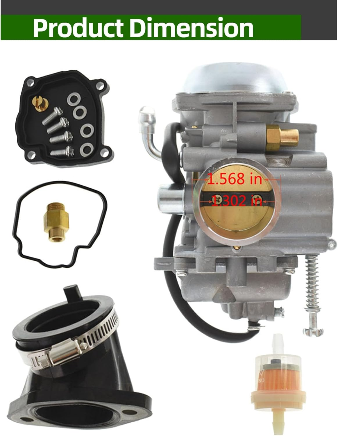 ALL-CARB Carburetor with Intake Boot Replacement for Polaris Hawkeye 300 400 Magnum 425 Worker 500 Carb image number 6
