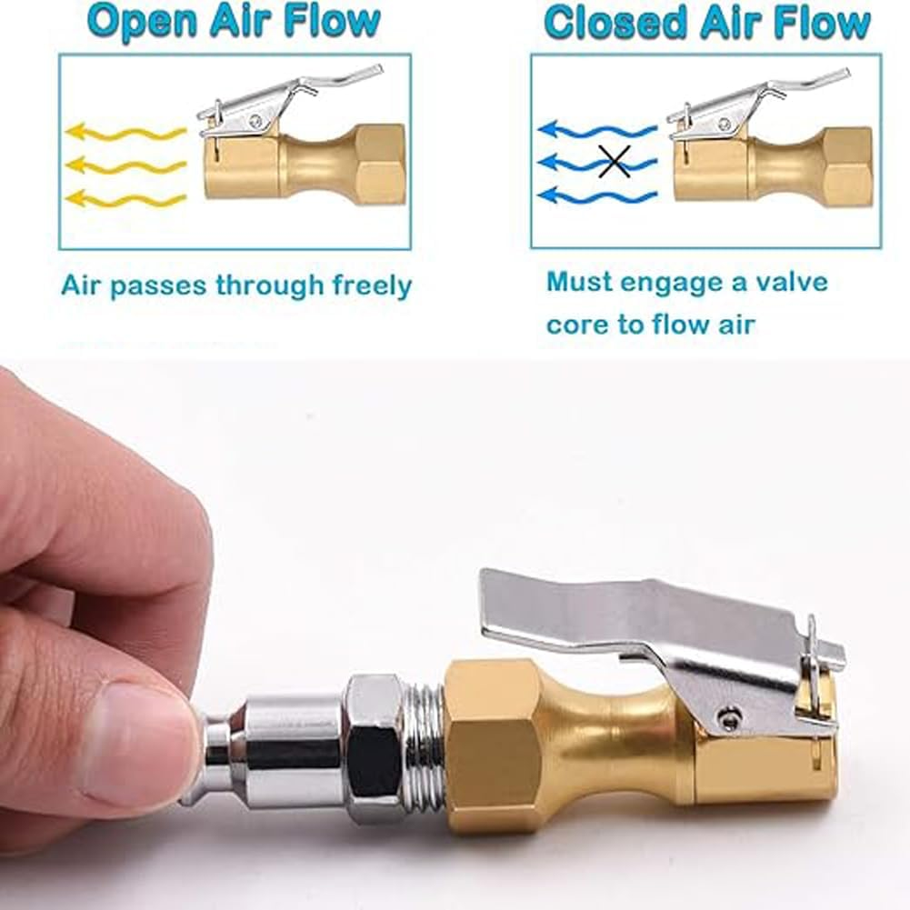 Heavy Duty 1/4" NPT Tire Air Chuck with Clip Adapter - Ideal for Tire Inflator, Pressure Gauge, and Compressor Accessories, Lock - on Design