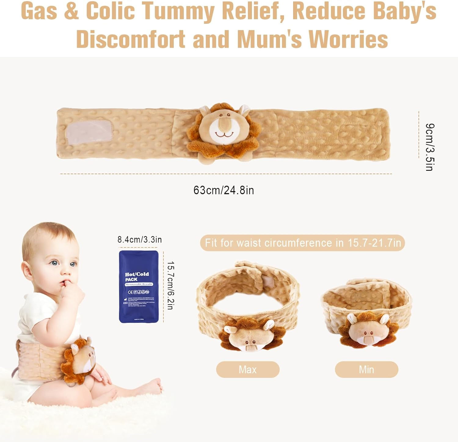KAKIBLIN Baby Heated Tummy Wrap for Newborns Belly Relief with Soothing Warmth, Baby Heating Pad Swaddling Belt Relief & Soothe Upset Stomach image number 6